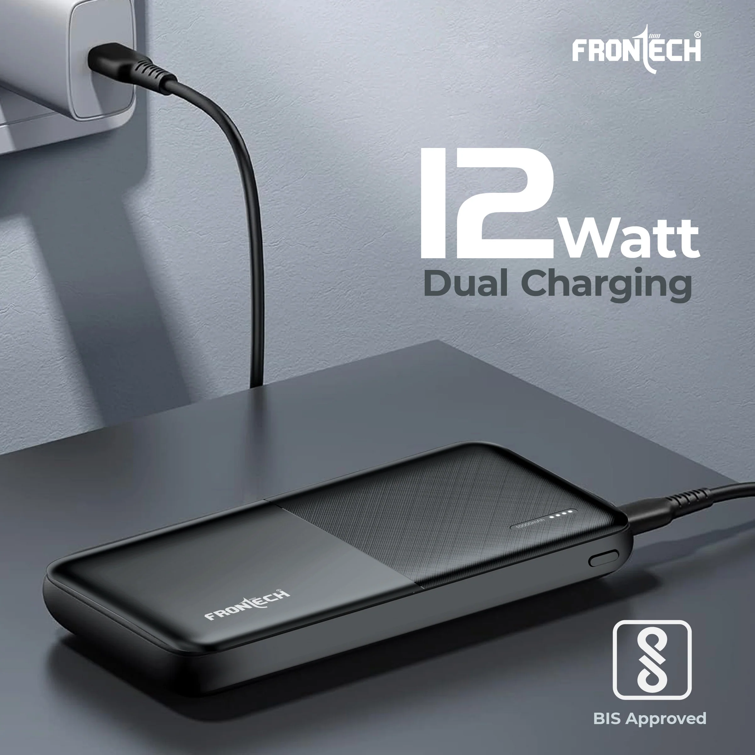 Frontech 10000 mAh Li-ion Power Bank with LED Indicator, Dual USB (PB-0007) - Image 6