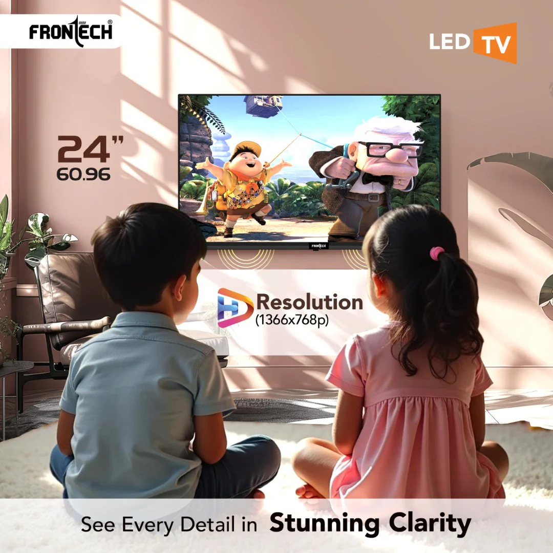 Frontech 24" HD LED TV | 1366x768, 20W Sound | Multiple Ports, Glossy Black (TV-0021) - Image 3