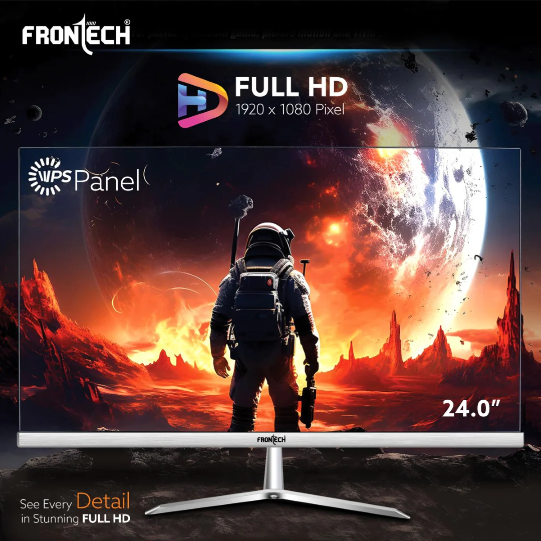 Frontech 24 inch LED Monitor | 100Hz | 1920x1080 | Wall Mountable | Frameless | HDMI & VGA | 12ms Response Time | Built-in Speakers | IPS Panel | Ultima Series | 3 Years Warranty - Image 3