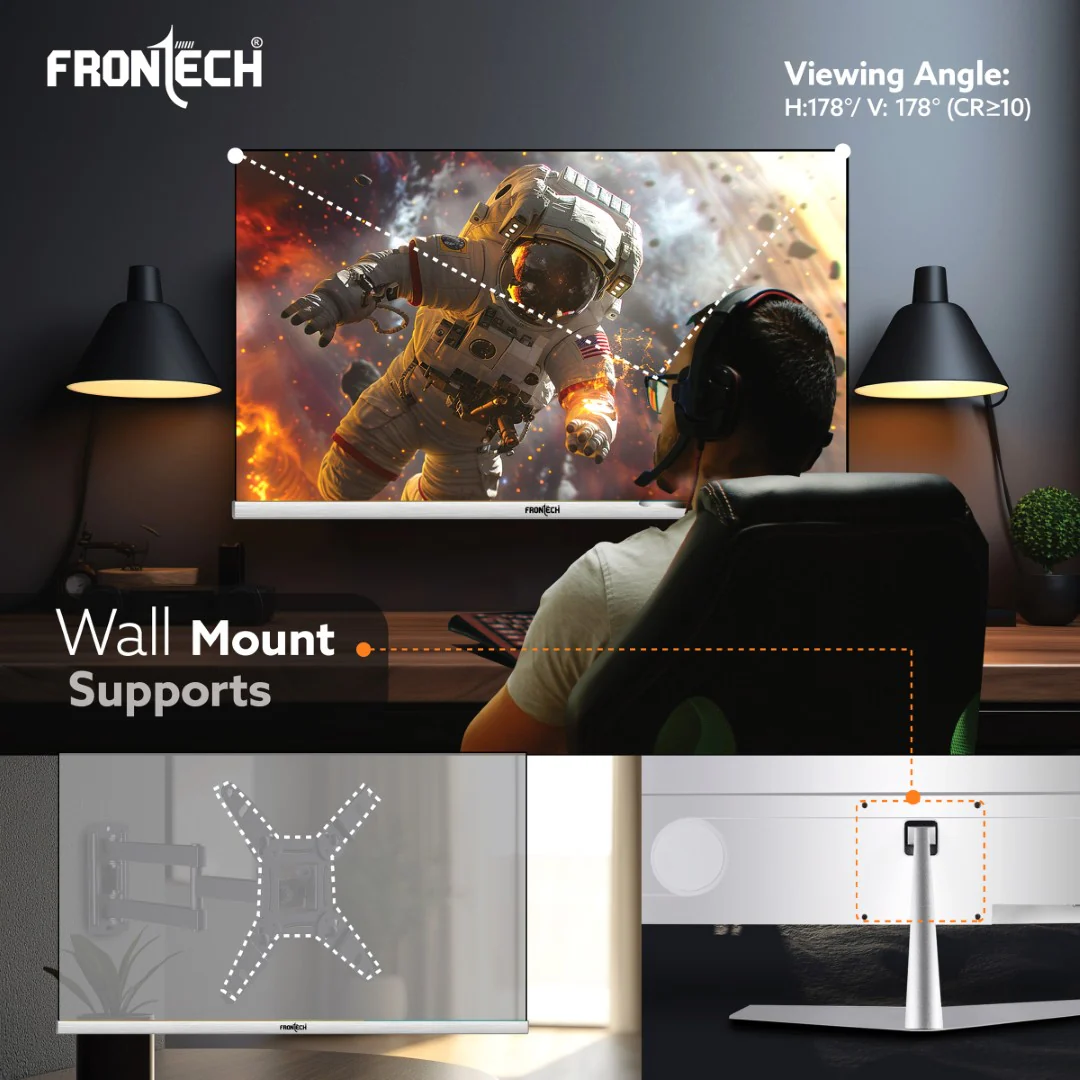 Frontech 24 inch LED Monitor | 100Hz | 1920x1080 | Wall Mountable | Frameless | HDMI & VGA | 12ms Response Time | Built-in Speakers | IPS Panel | Ultima Series | 3 Years Warranty - Image 4