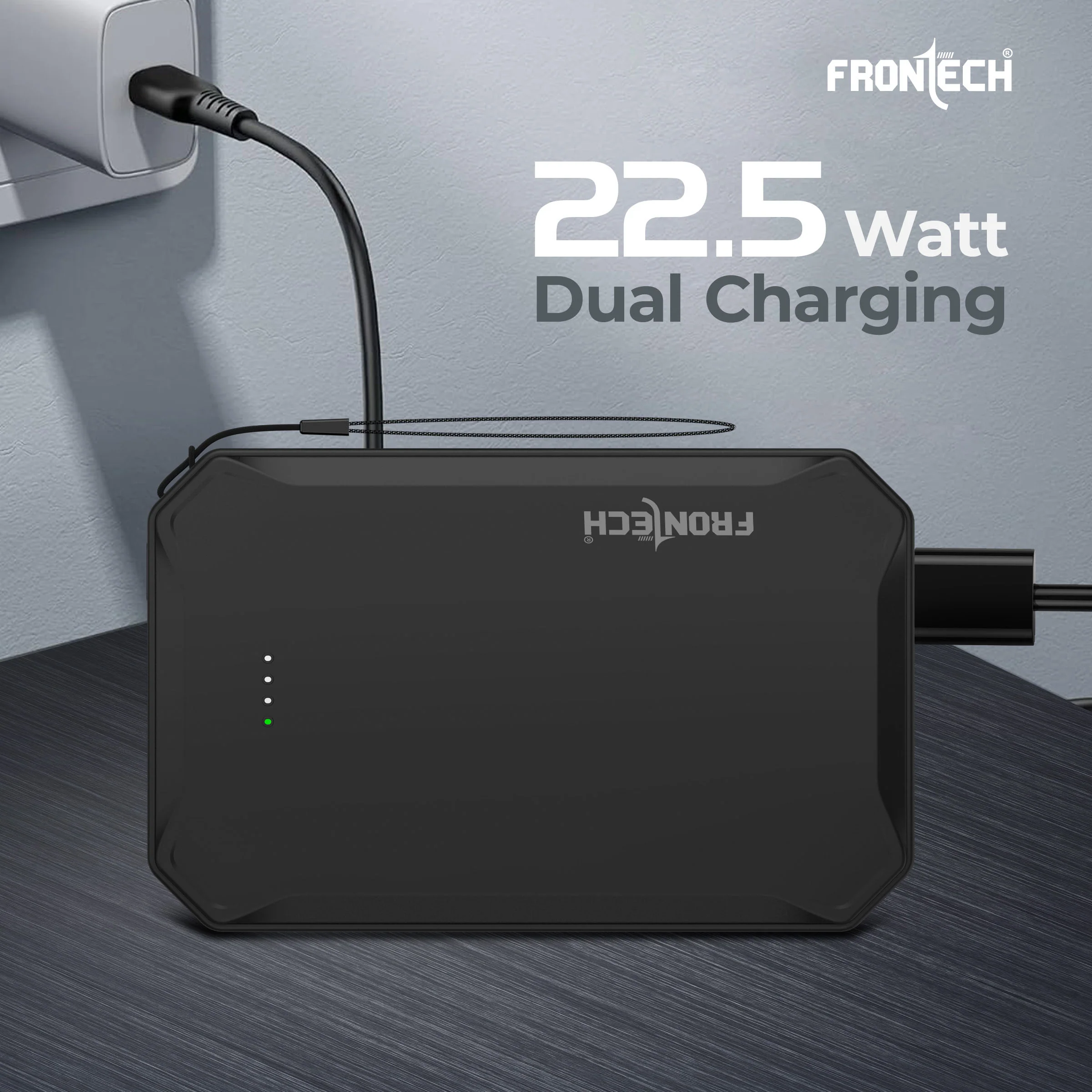 Frontech 10000mAh 22.5W Fast Charging Power Bank with LED Indicator | Short Circuit Protection & Dual Output (PB-0028) - Image 5