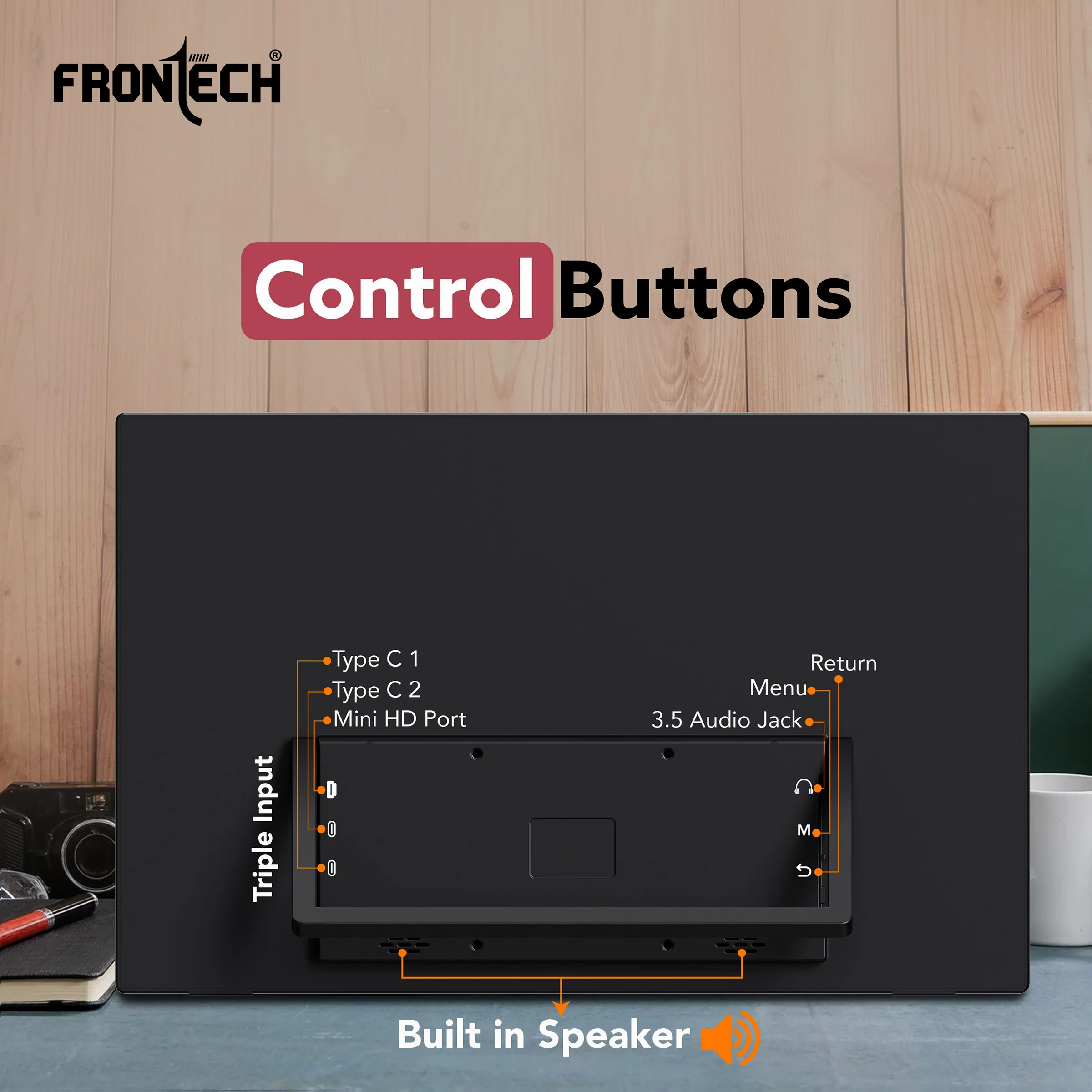 Frontech 15.6 inch Portable LED Monitor |60Hz| 1920x1080|10000mAh Rechargeable Battery| Mini HDMI| Built-in Speaker |IPS Panel | 1 Year Warranty - Image 5