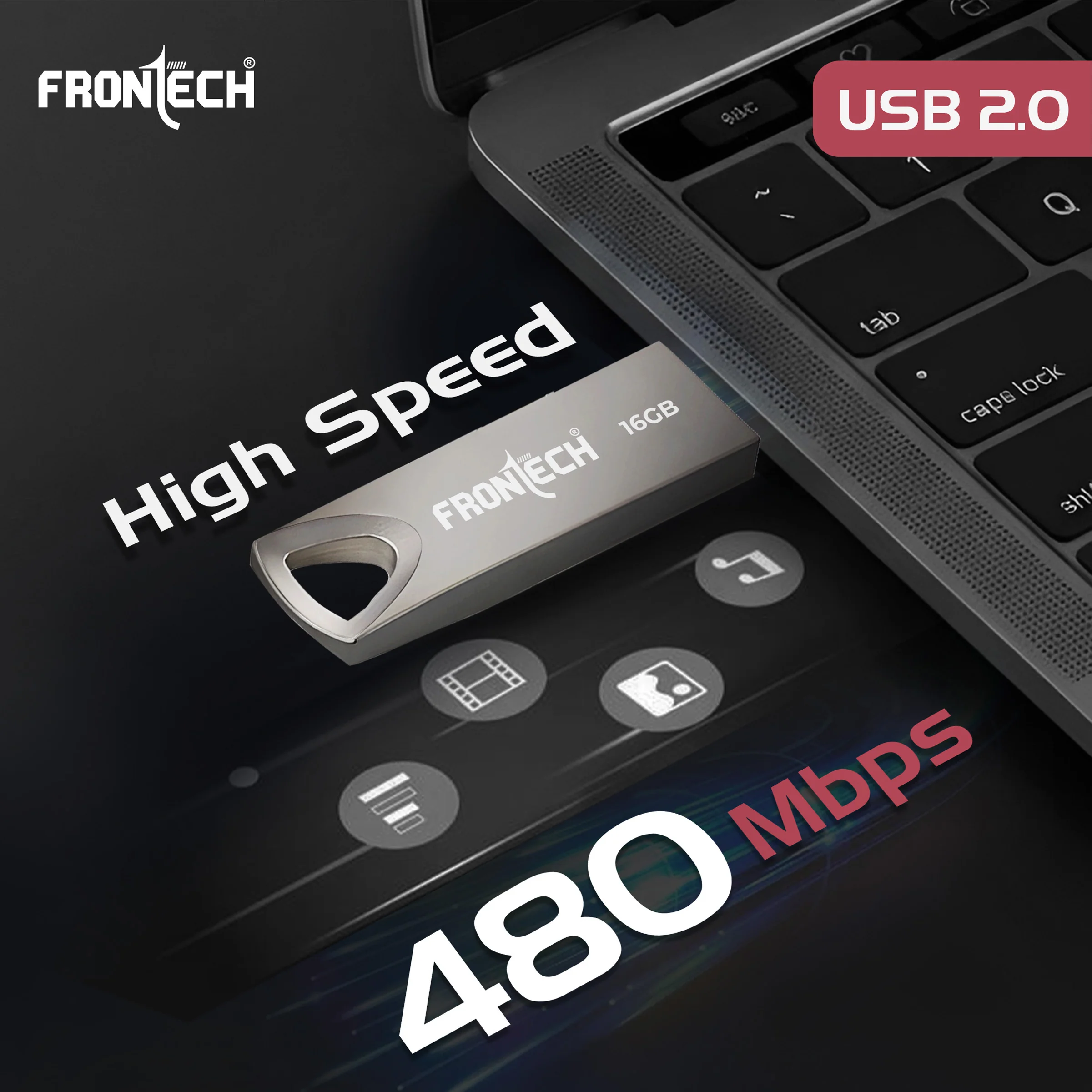Frontech 16 GB USB 2.0 Flash Drive | 480 Mbps | High Speed | Wide Compatibility | Slim & Portable |3 Years Limited Warranty (PND-0002) - Image 3