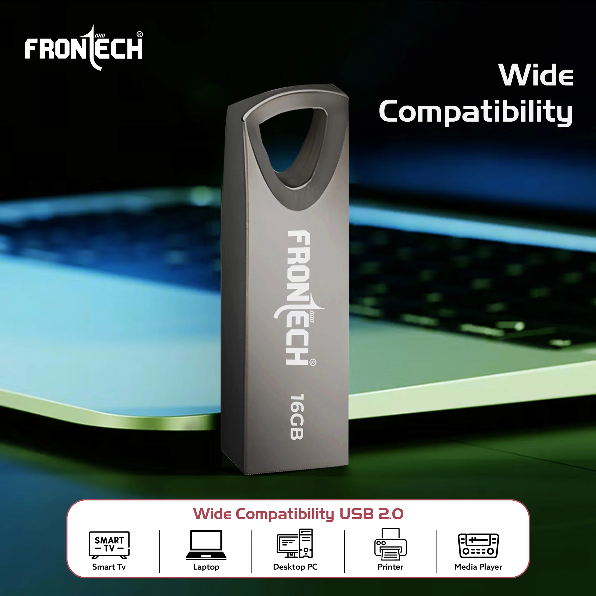 Frontech 16 GB USB 2.0 Flash Drive | 480 Mbps | High Speed | Wide Compatibility | Slim & Portable |3 Years Limited Warranty (PND-0002) - Image 4
