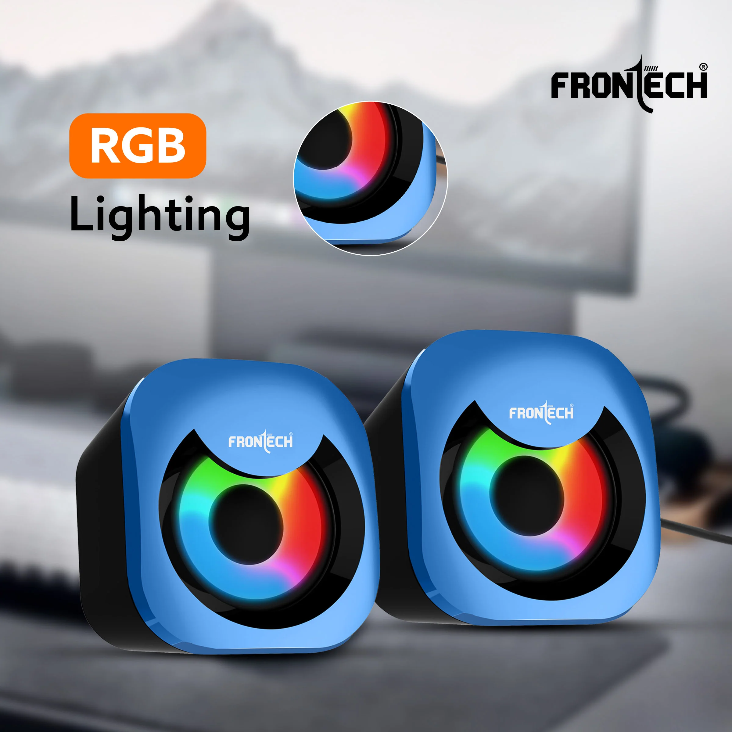 Frontech 2.0 Multimedia Speakers | 8W Output | RGB Lighting | USB-Powered | 3.5mm AUX | 1-Year Warranty (SPK-0015) - Image 5
