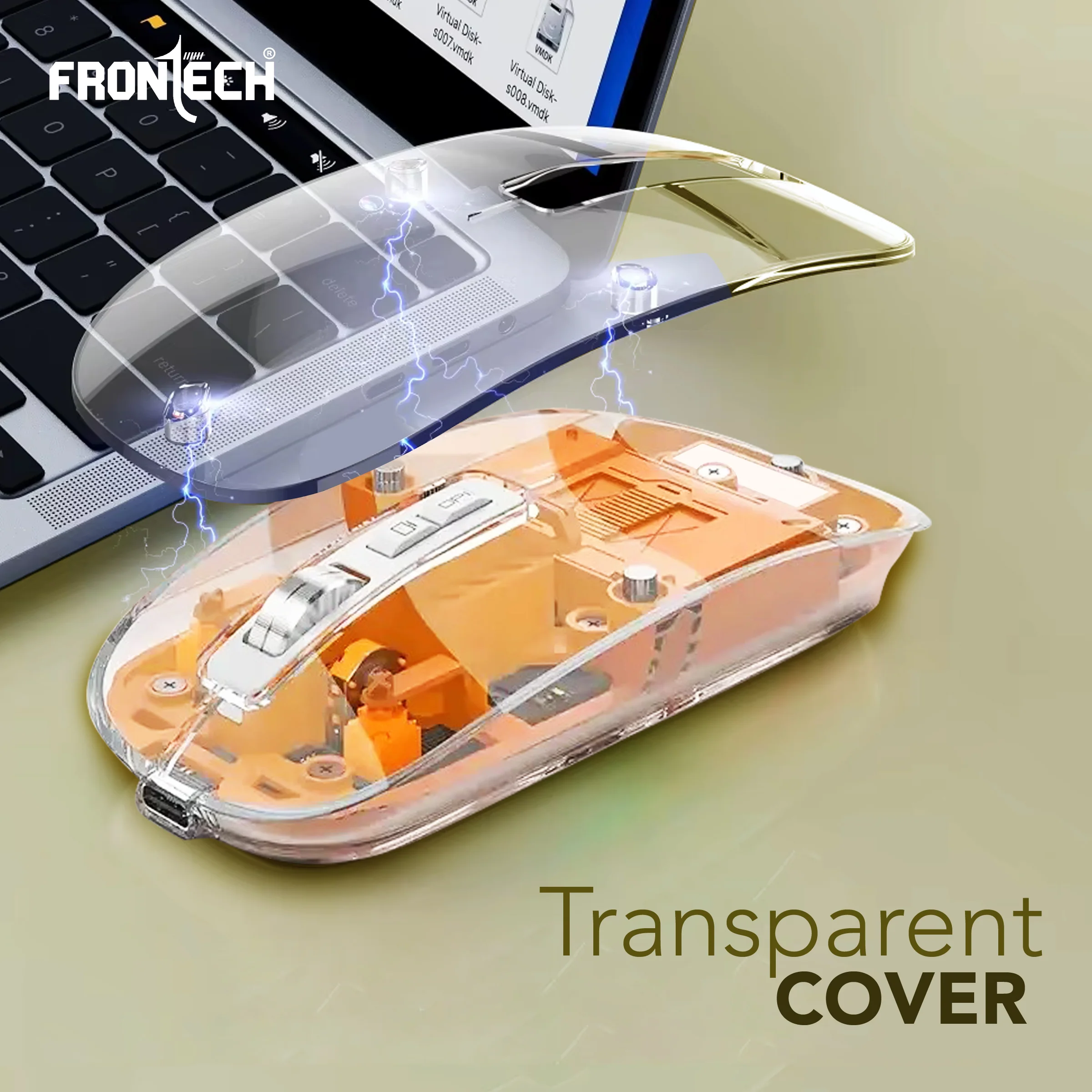 Frontech Wireless Transparent Bluetooth Mouse|2.4Ghz|3200 DPI| 300mAh Rechargeable Battery|5 Button Mouse|1 Year Warranty - Image 3