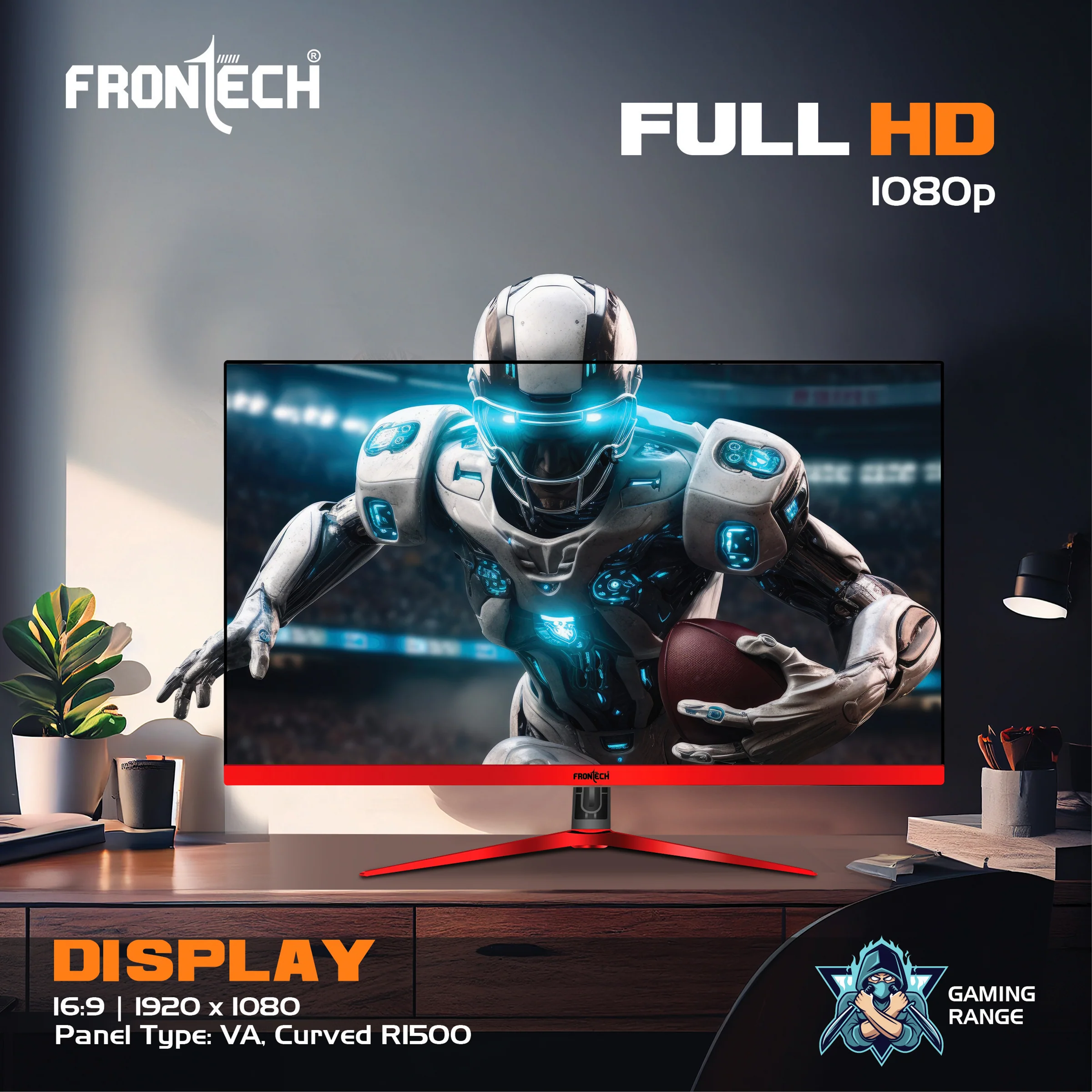 Frontech 27 inch Curved Gaming Monitor | 200Hz | 1920x1080 | RGB | Wall Mountable | HDMI & DP | 1ms Response Time | Built-in Speakers | 3 Years Warranty - Image 5