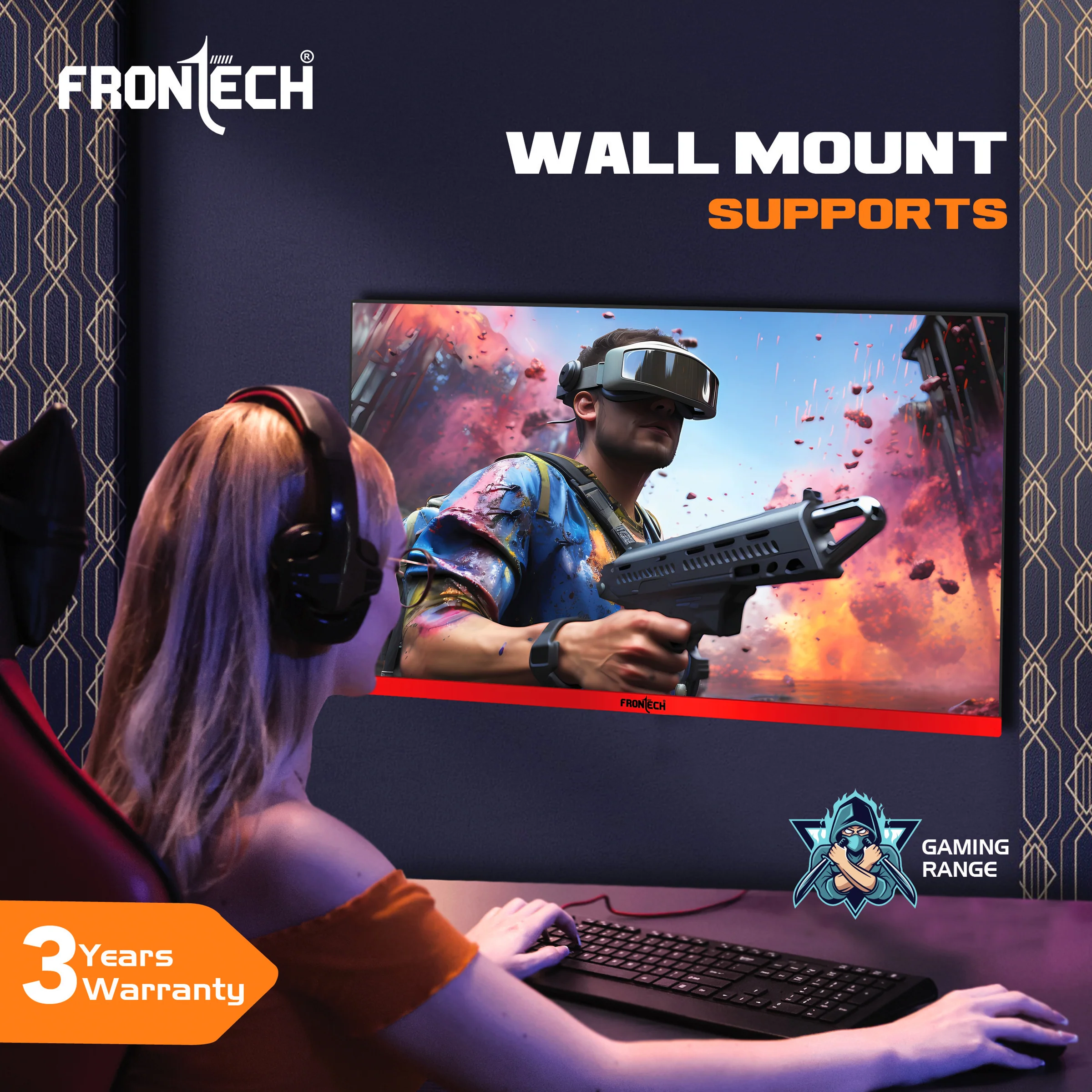 Frontech 27 inch Curved Gaming Monitor | 200Hz | 1920x1080 | RGB | Wall Mountable | HDMI & DP | 1ms Response Time | Built-in Speakers | 3 Years Warranty - Image 6