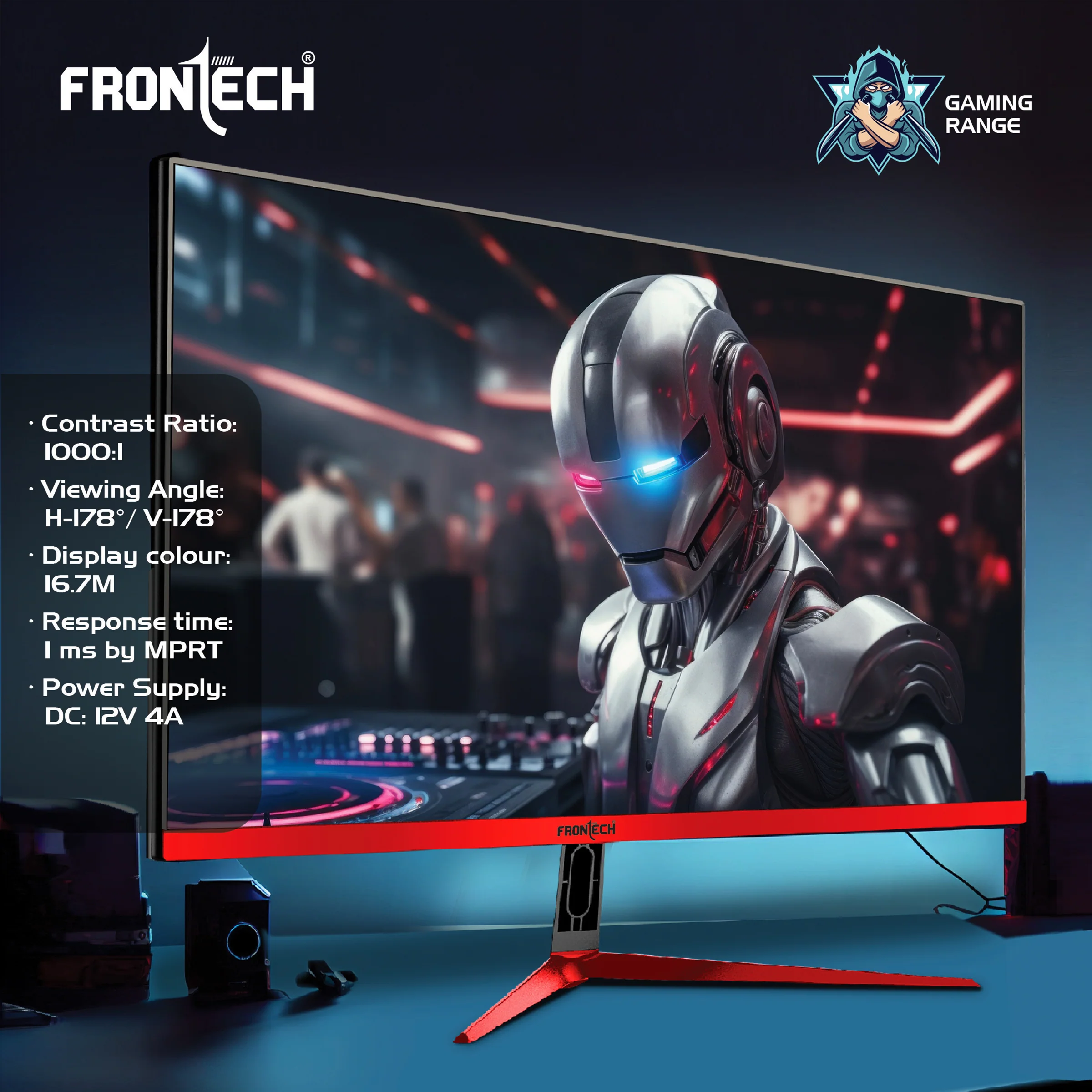 Frontech 27 inch Curved Gaming Monitor | 200Hz | 1920x1080 | RGB | Wall Mountable | HDMI & DP | 1ms Response Time | Built-in Speakers | 3 Years Warranty - Image 8