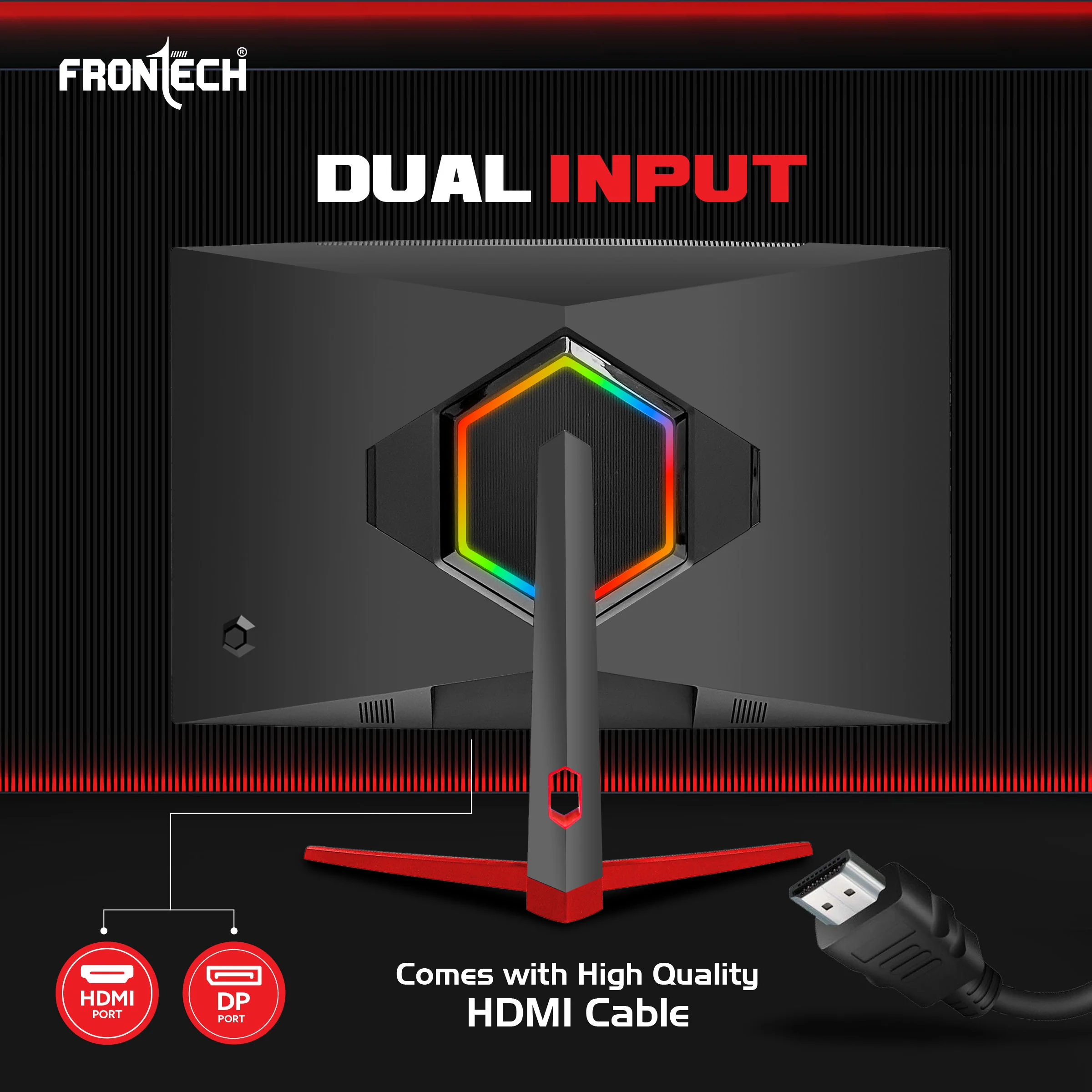 Frontech 27-Inch QHD 2K Gaming Monitor (2560×1440) | 180Hz Refresh Rate | IPS Panel | HDMI & DP Dual Input | RGB Backlight | Eye Care | Wall Mount | 3-Year Warranty (MON-0085P) - Image 4