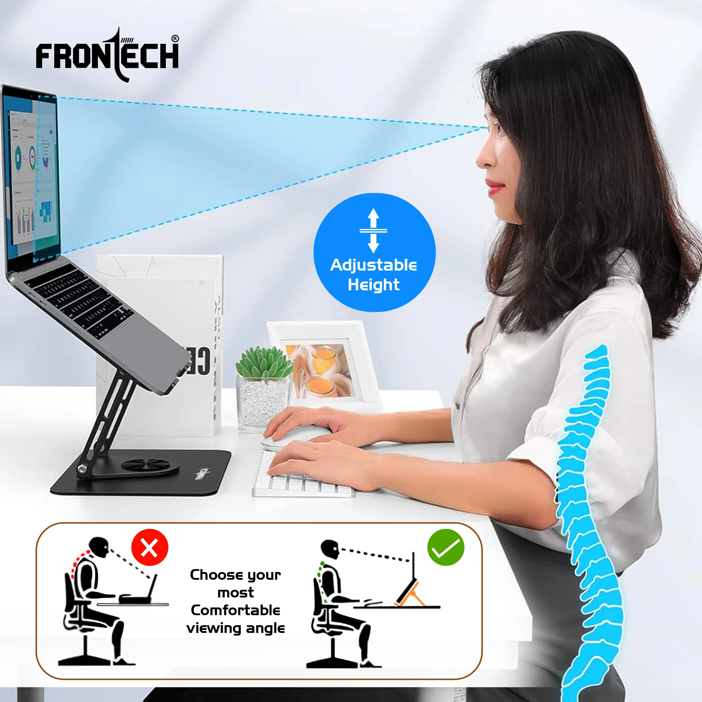 Frontech 360° Rotatable Laptop Stand for Up to 17" Laptops (CP-0009) - Image 4