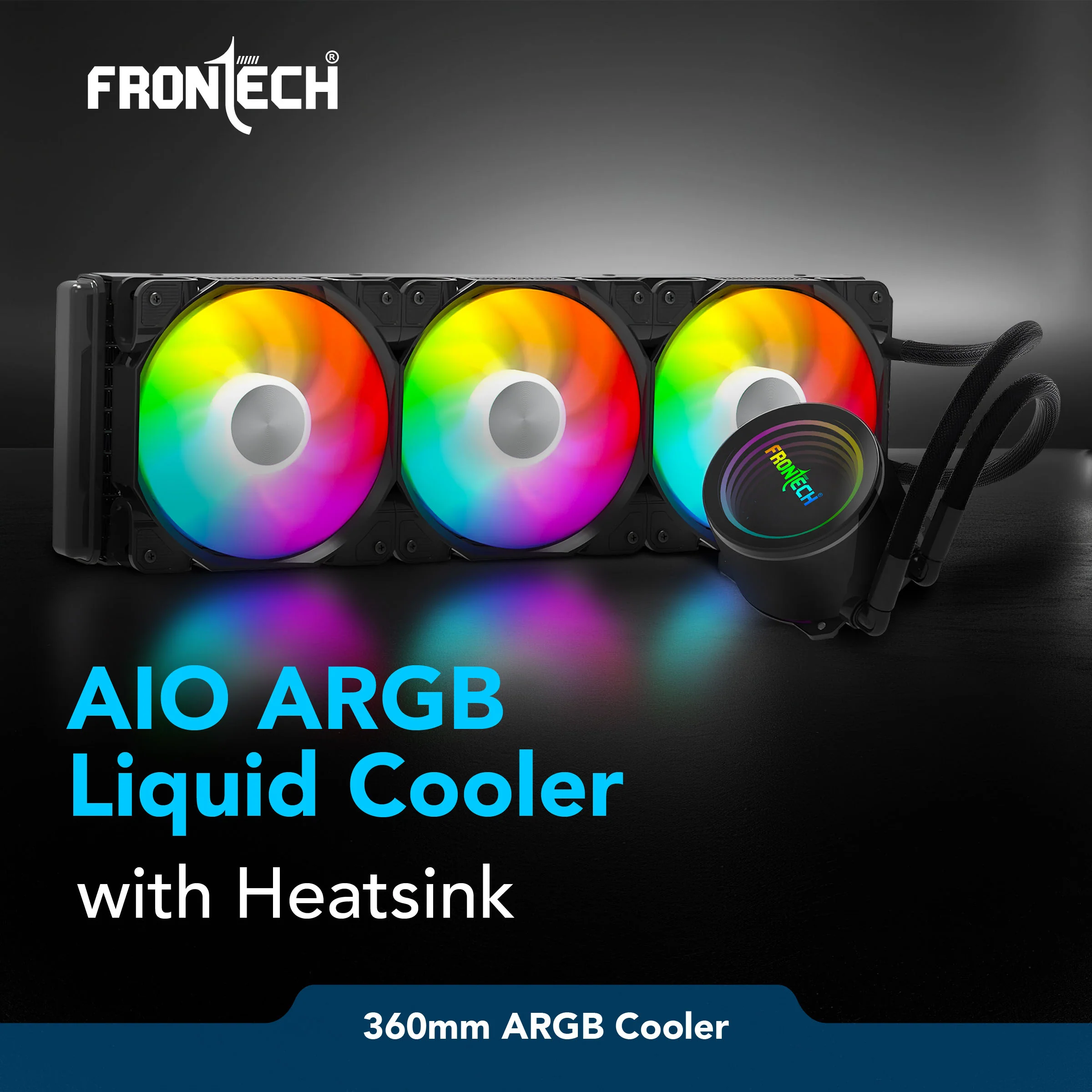Frontech 360mm AIO Liquid Cooler | ARGB Sync | 1800 RPM PWM Fans | Supports Intel LGA 1700/1200/115x, AMD AM4/AM5 | 1 Year Warranty (CPF-0010) - Image 2