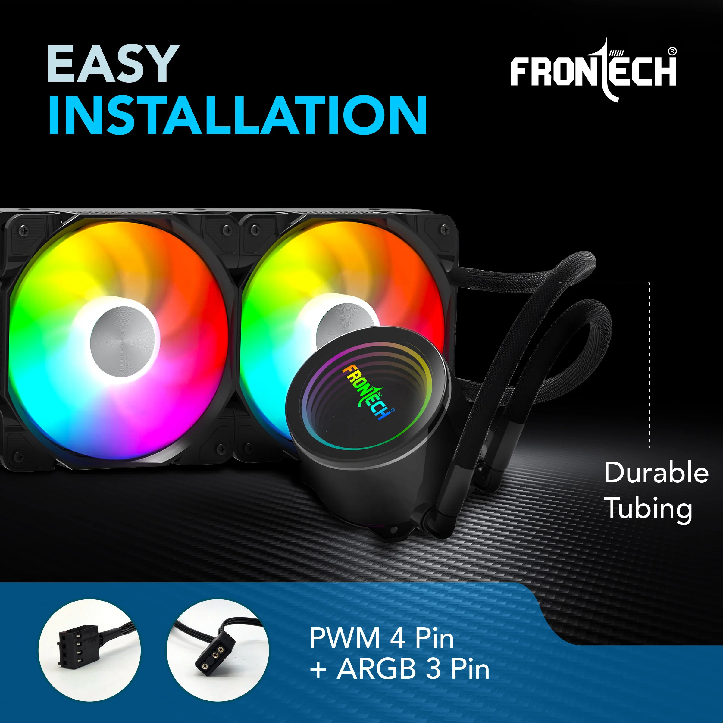 Frontech 360mm AIO Liquid Cooler | ARGB Sync | 1800 RPM PWM Fans | Supports Intel LGA 1700/1200/115x, AMD AM4/AM5 | 1 Year Warranty (CPF-0010) - Image 6