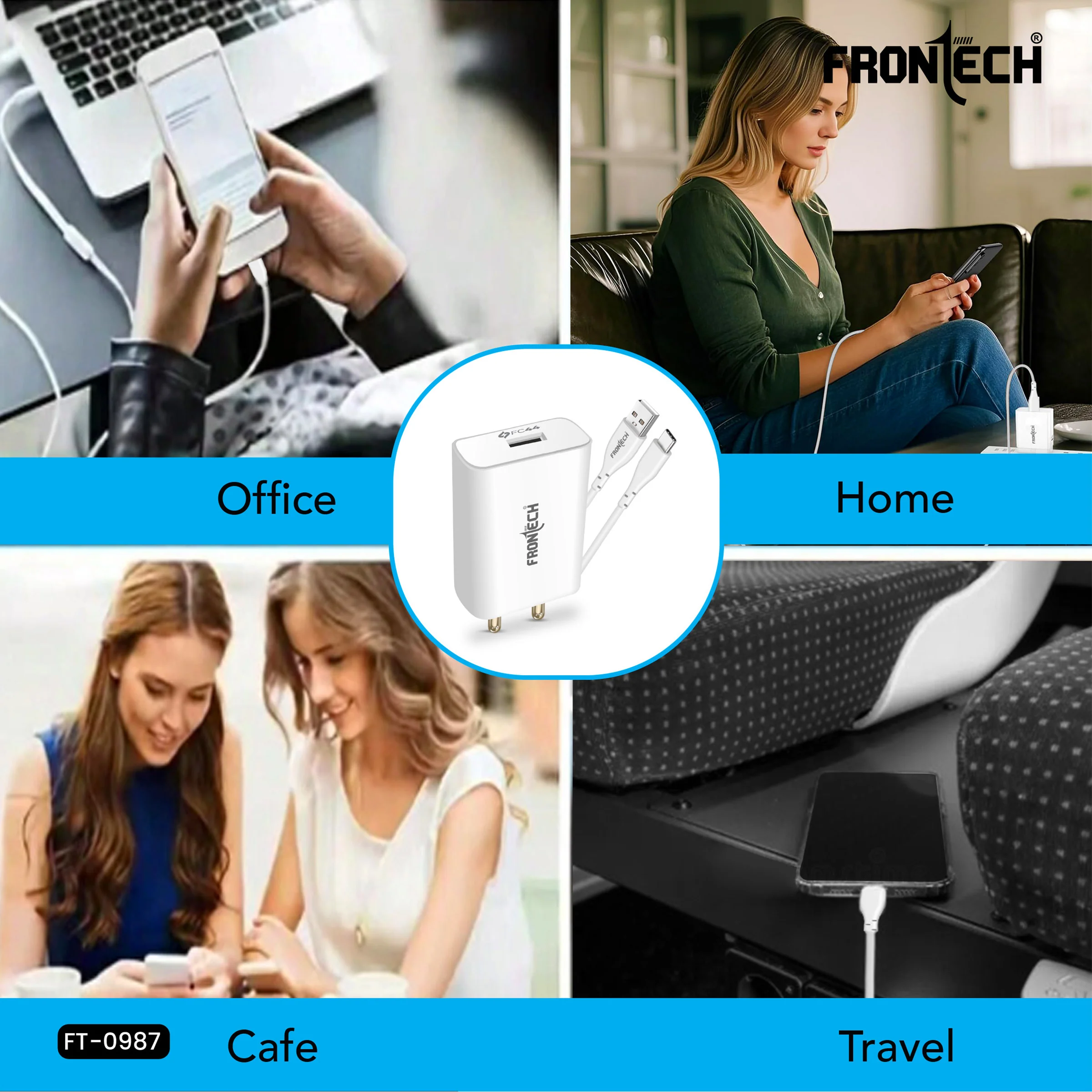 Frontech 44W FC Charger with Type-C Cable | Fast Charging Adapter with Smart Chip & Multi-Protection for Smartphones & Tablets(FT-0987) - Image 5