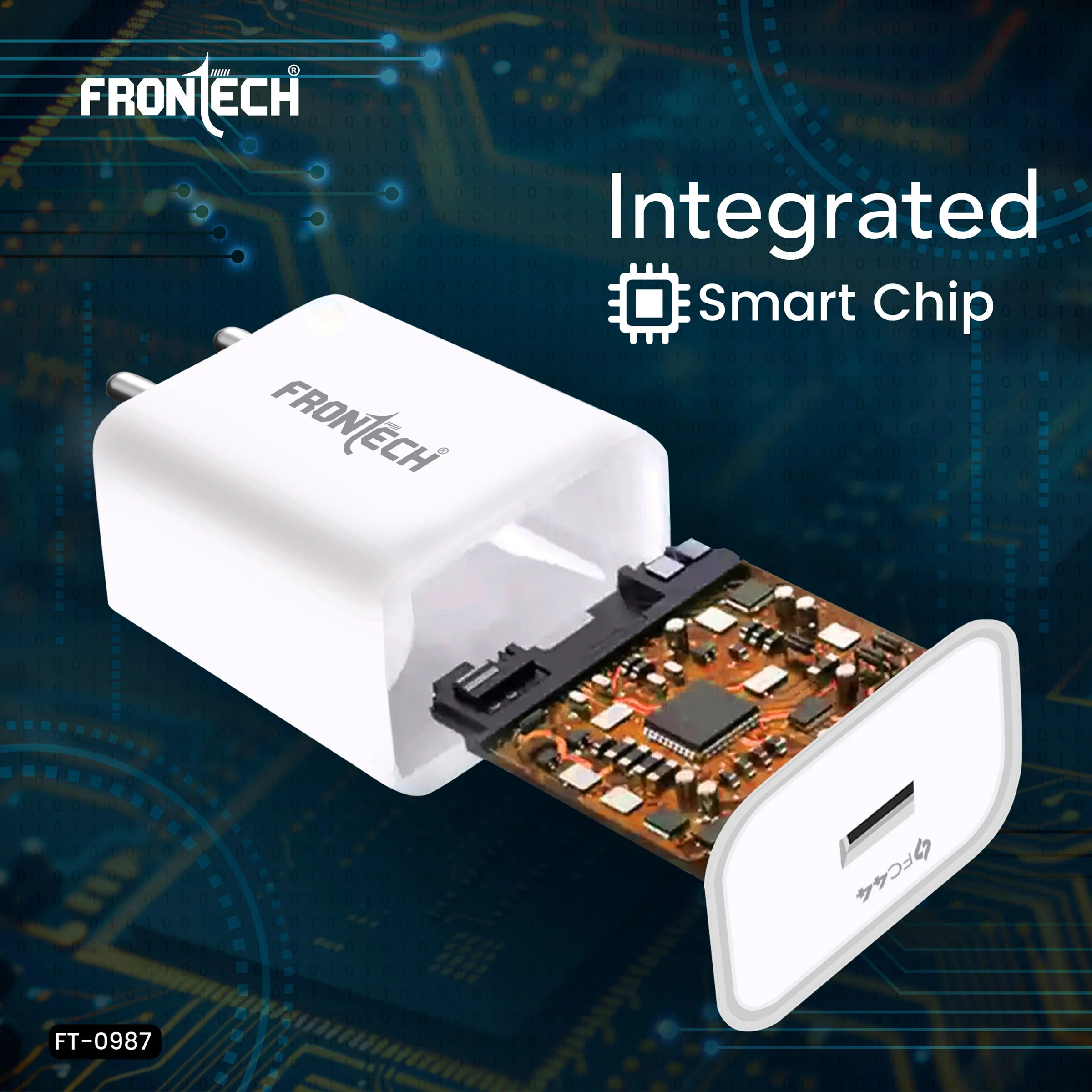 Frontech 44W FC Charger with Type-C Cable | Fast Charging Adapter with Smart Chip & Multi-Protection for Smartphones & Tablets(FT-0987) - Image 7