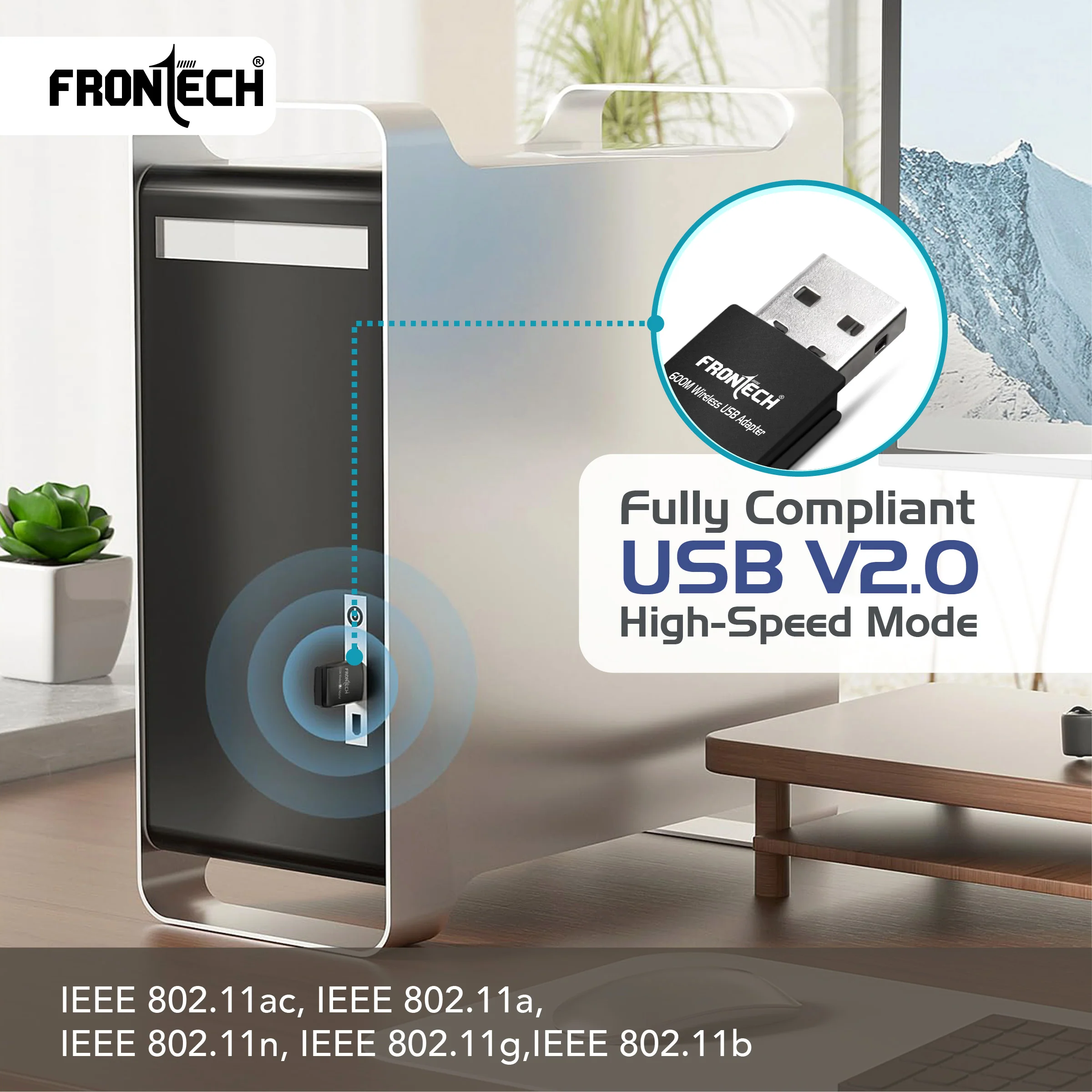 Frontech 600 Mbps USB Wi-Fi + Bluetooth Adapter | PC, Laptop | Dual Band (2.4GHz) | BT 4.2/2.1 | USB 2.0 | Wireless Network Card (Gaming, Work, Travel, Home) | Compatible with Windows 7/8/10/11/XP | WEP,WPA-PSK,WPA2-PSK Security | 10-20M Range (FT-0844) - Image 4