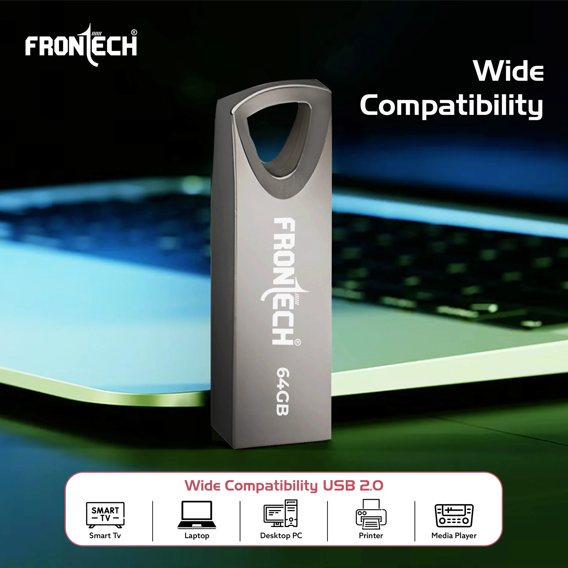 Frontech 64 GB USB 2.0 Flash Drive | 480 Mbps | High Speed | Wide Compatibility | Slim & Portable |3 Years Limited Warranty (PND-0004) - Image 4