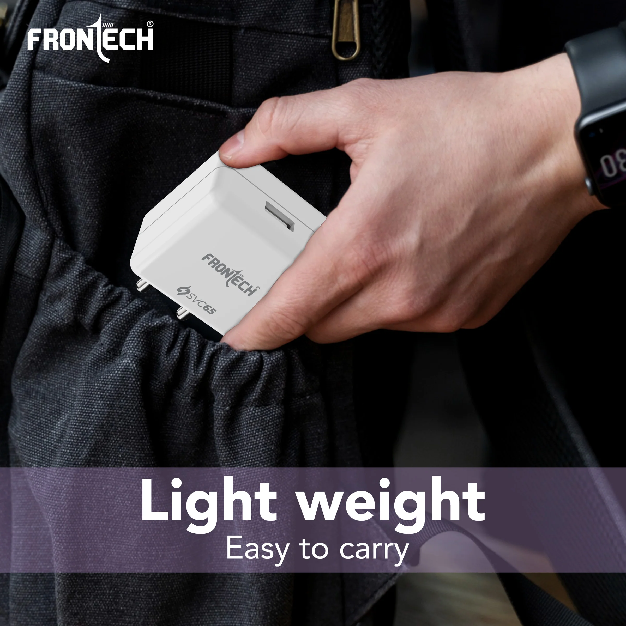 Frontech 65W SVC Fast Charger | 1m USB Cable | Single Port | Smart Chip | Multi-Protection for Smartphones & Tablets – White (MCH-0025) - Image 6