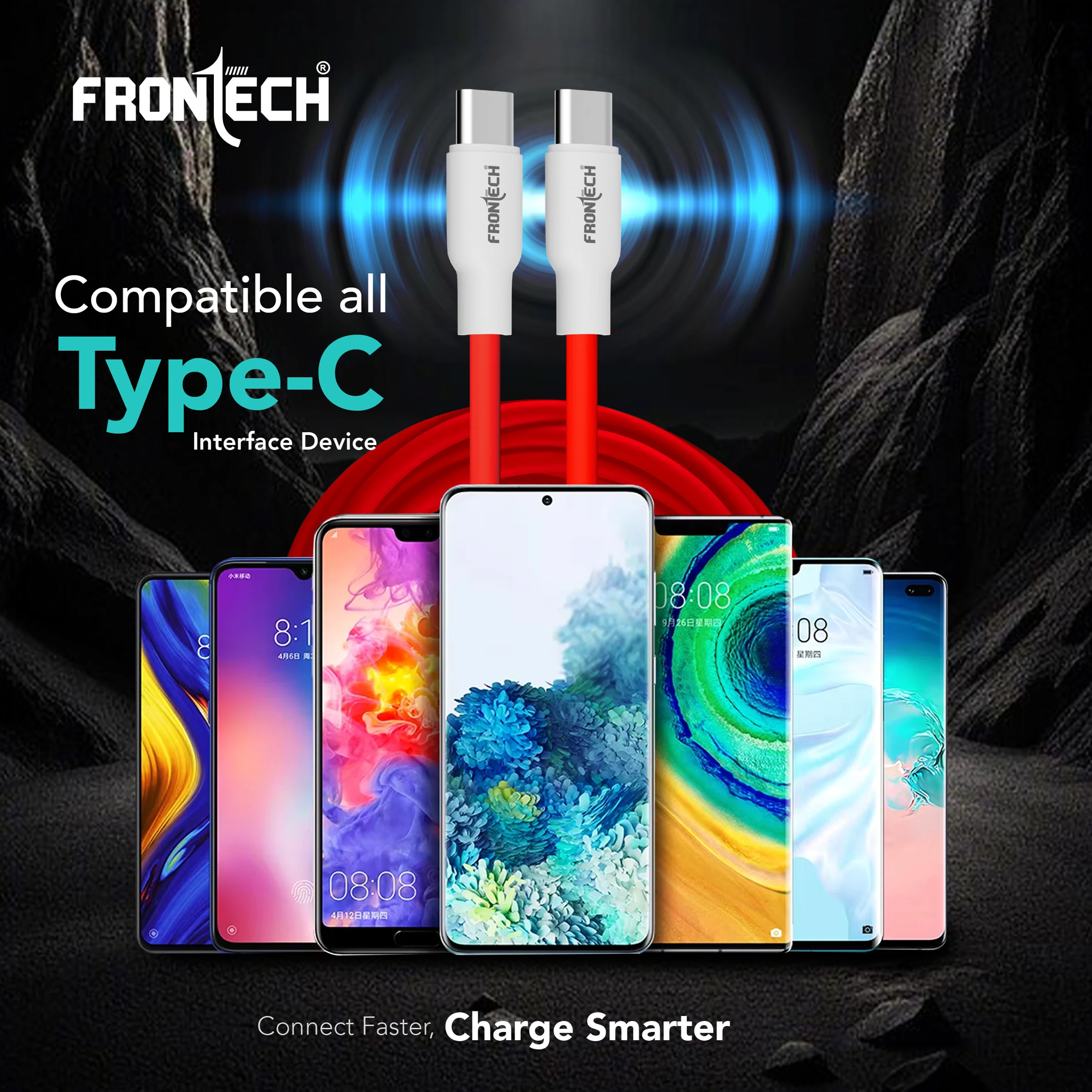 Frontech 65W Type-C to Type-C Super-Fast Charging | USB Data Cable 1.0M | Durable & Bend Resistant | 480Mbps | High-Speed Data Sync, Compatible with All Type-C Devices (FT-1045) - Image 7