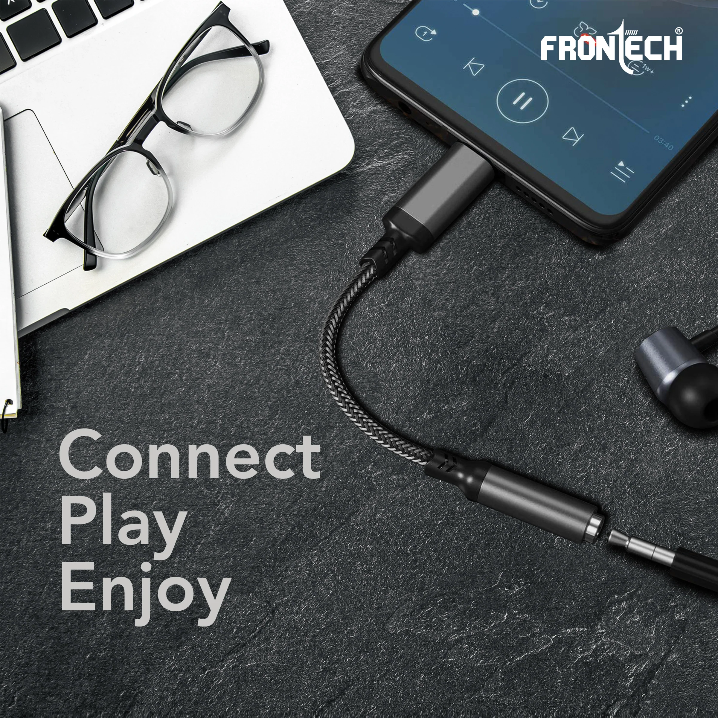 Frontech 8 Pin to 3.5mm Audio Converter – Compact Nylon Braided Adapter, Aluminum Alloy, Plug & Play, Supports Headphones, Mic & Music Playback for Smartphones/Laptops/Tablets/PC - Image 7