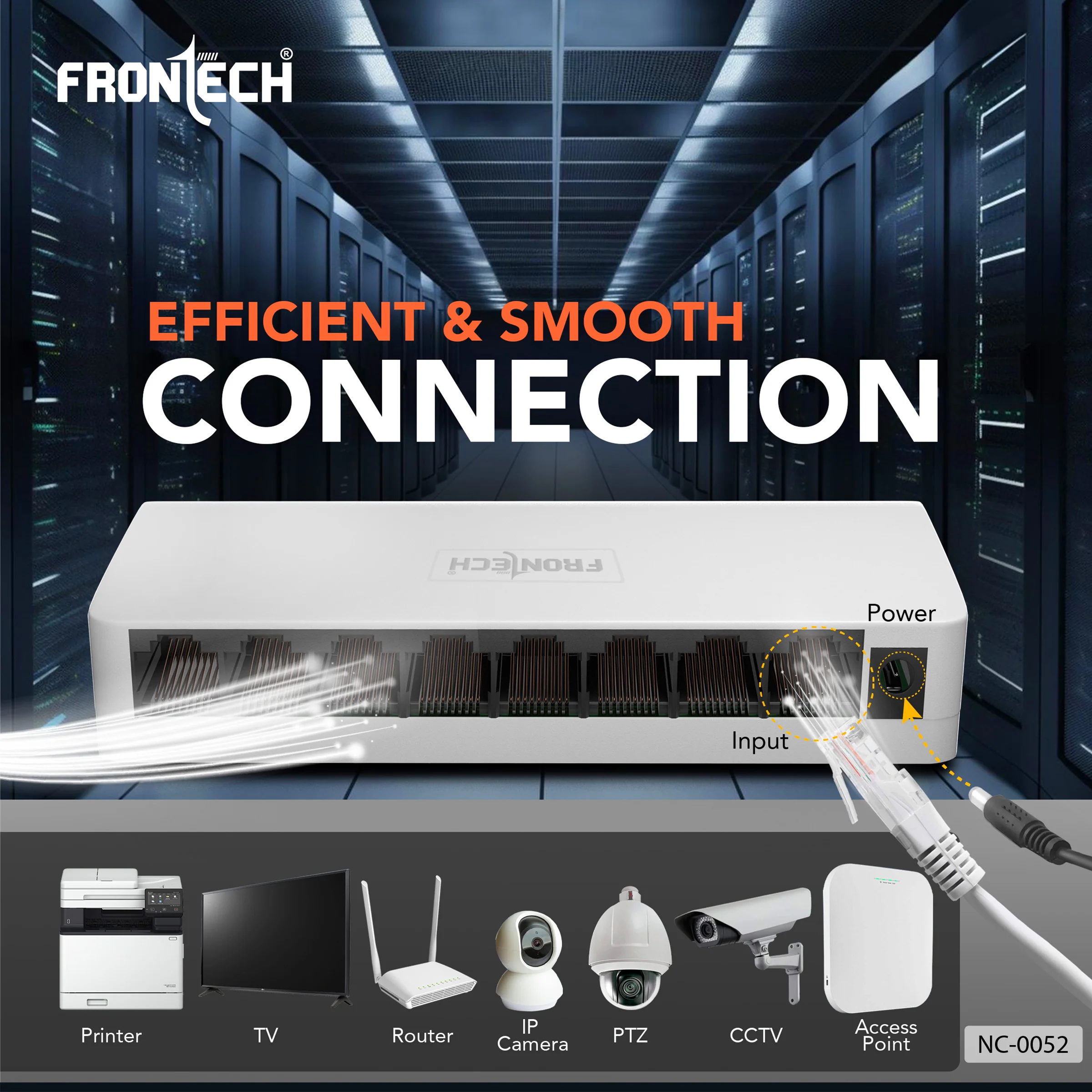Frontech 8 Port Gigabit Ethernet Switch | 10/100/1000Mbps | Plug & Play LAN Hub for Router, Computer, Gaming Console, Printer & IP Camera | Wall Mountable | Hi-Speed Network Switch (NC-0052) - Image 2