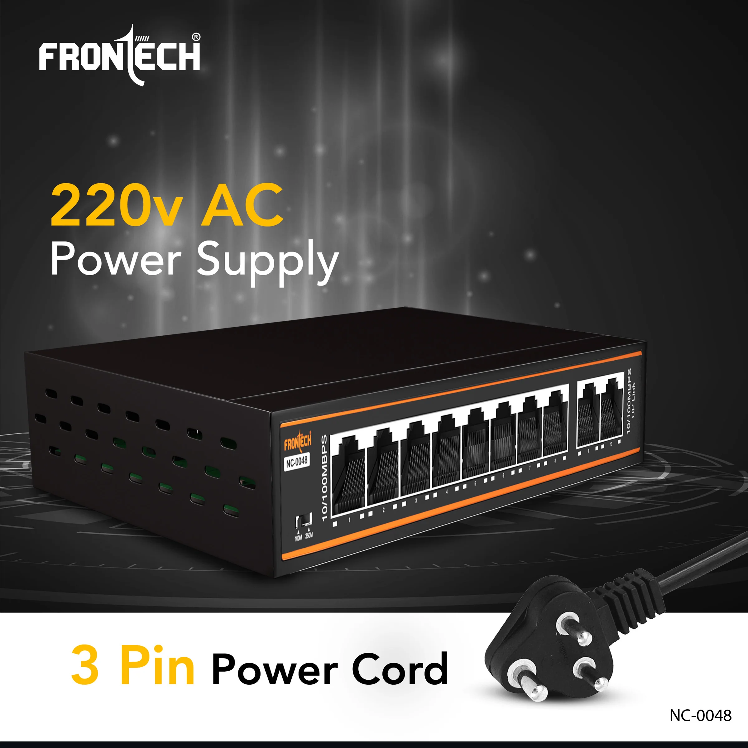 Frontech 8 Port PoE+ Switch with 2 Uplink Ports | 120W PoE Budget | Fast Transmission | Plug & Play | Wall Mount | 2-Year Warranty (NC-0048) - Image 6