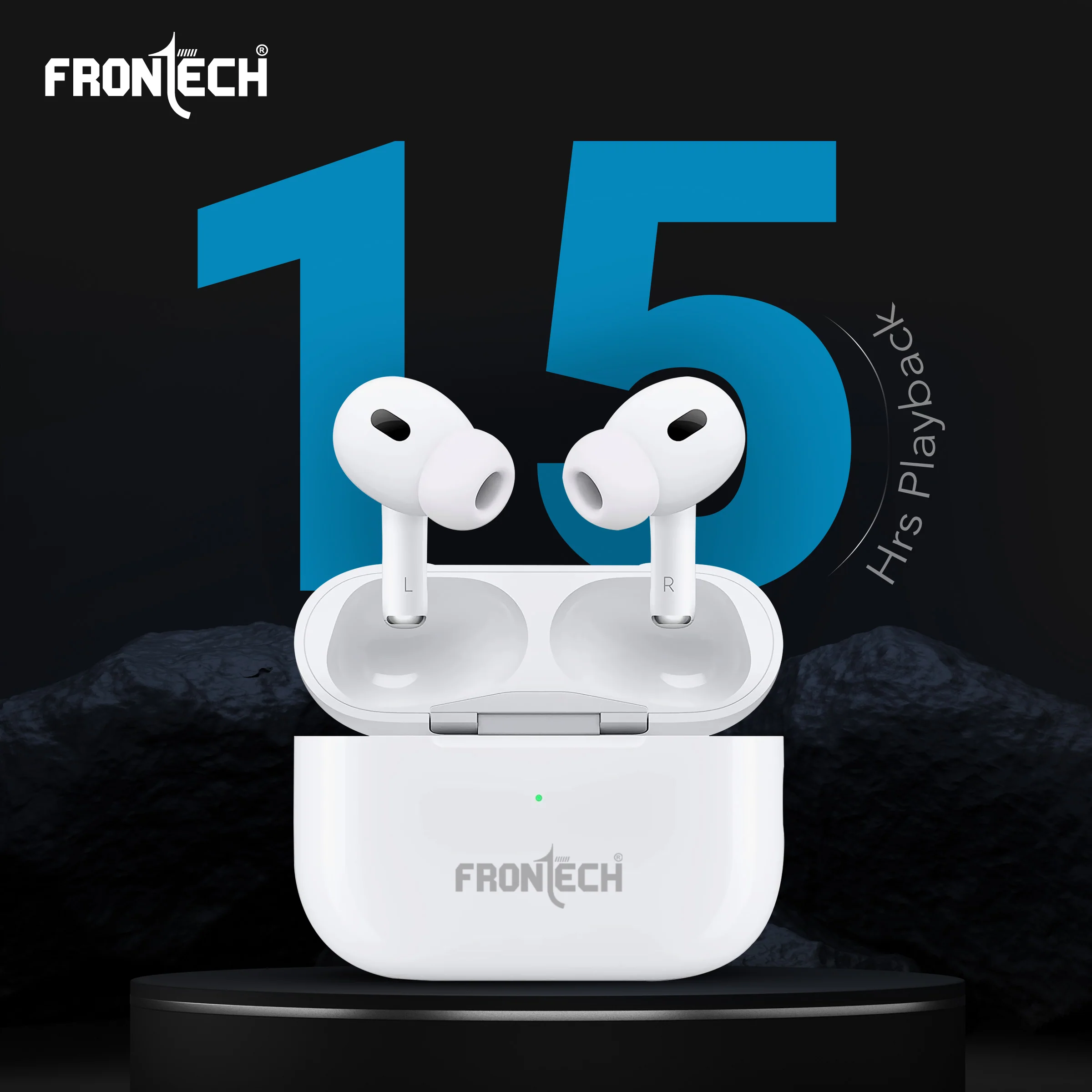 Frontech AURA TWS Earphones | Powerful Bass | 15Hrs Playback | 300 Hrs Standby | Touch Control | Bluetooth 5.0 (EF-0091) - Image 3