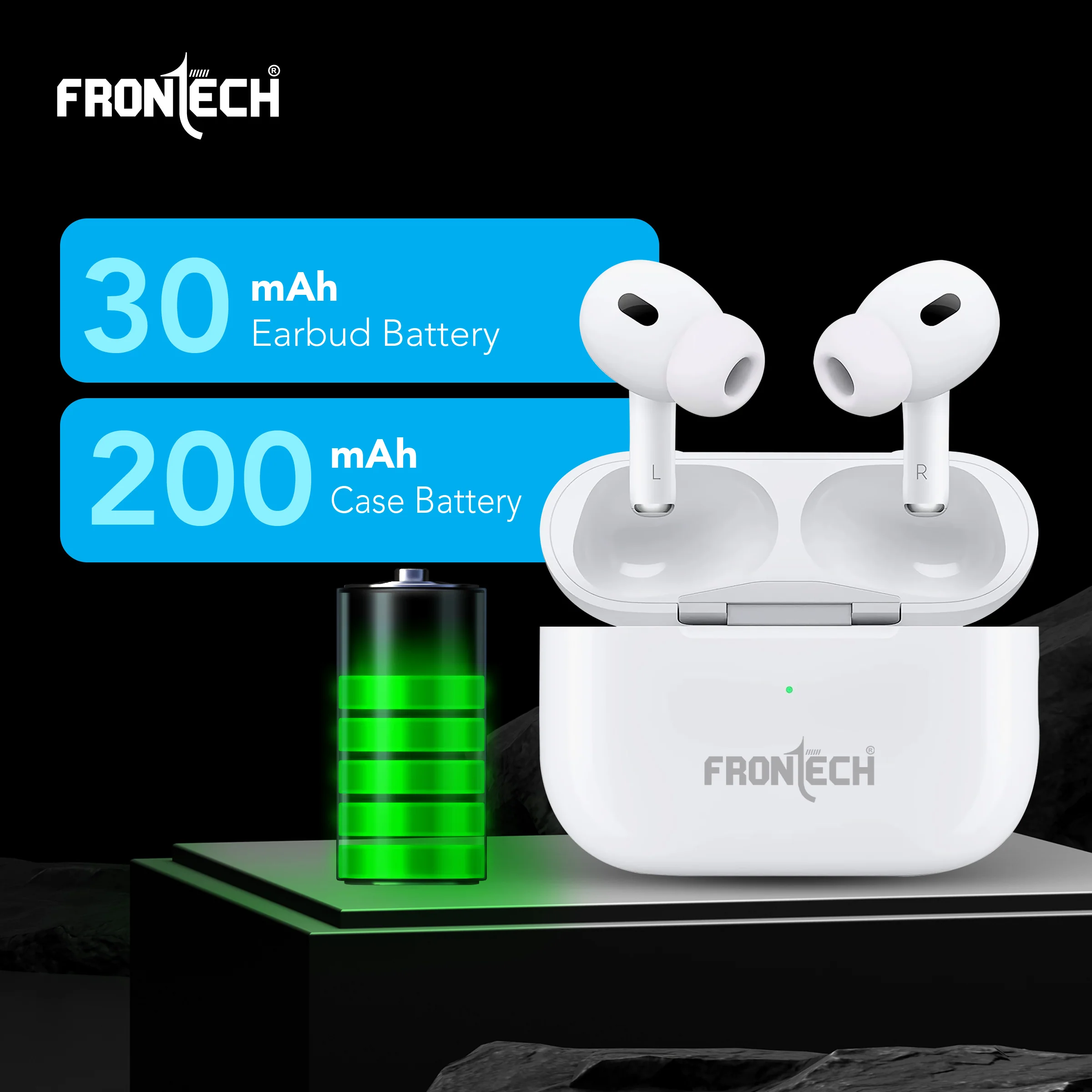 Frontech AURA TWS Earphones | Powerful Bass | 15Hrs Playback | 300 Hrs Standby | Touch Control | Bluetooth 5.0 (EF-0091) - Image 5