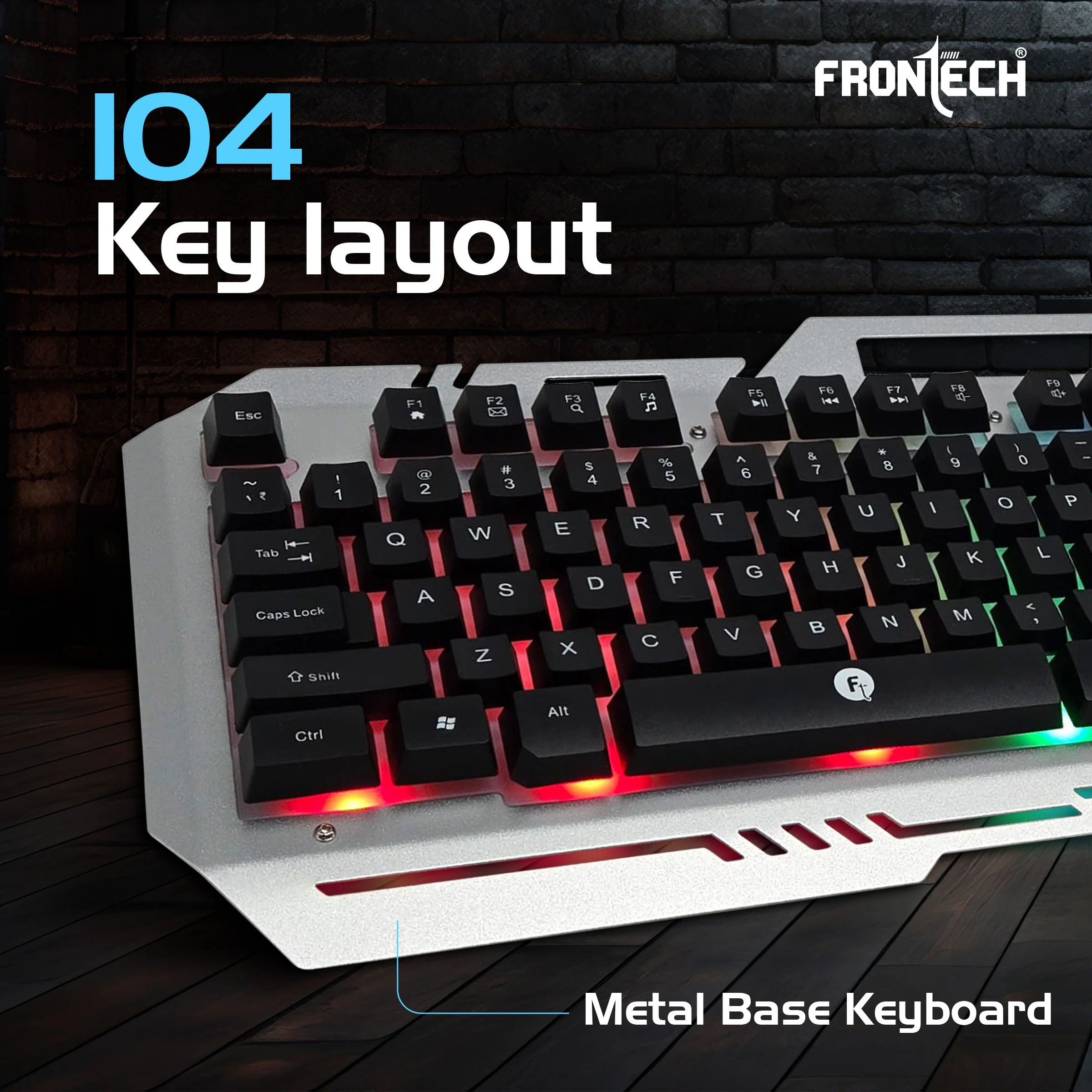 Frontech Cyber Ninja Wired Gaming Keyboard and Mouse Combo | Metal Base Keyboard with RGB Backlit Key | RGB Optical Mouse with 6 Buttons & 2400 DPI | USB Plug & Play | 1 Year Warranty (KB-0039P) - Image 4