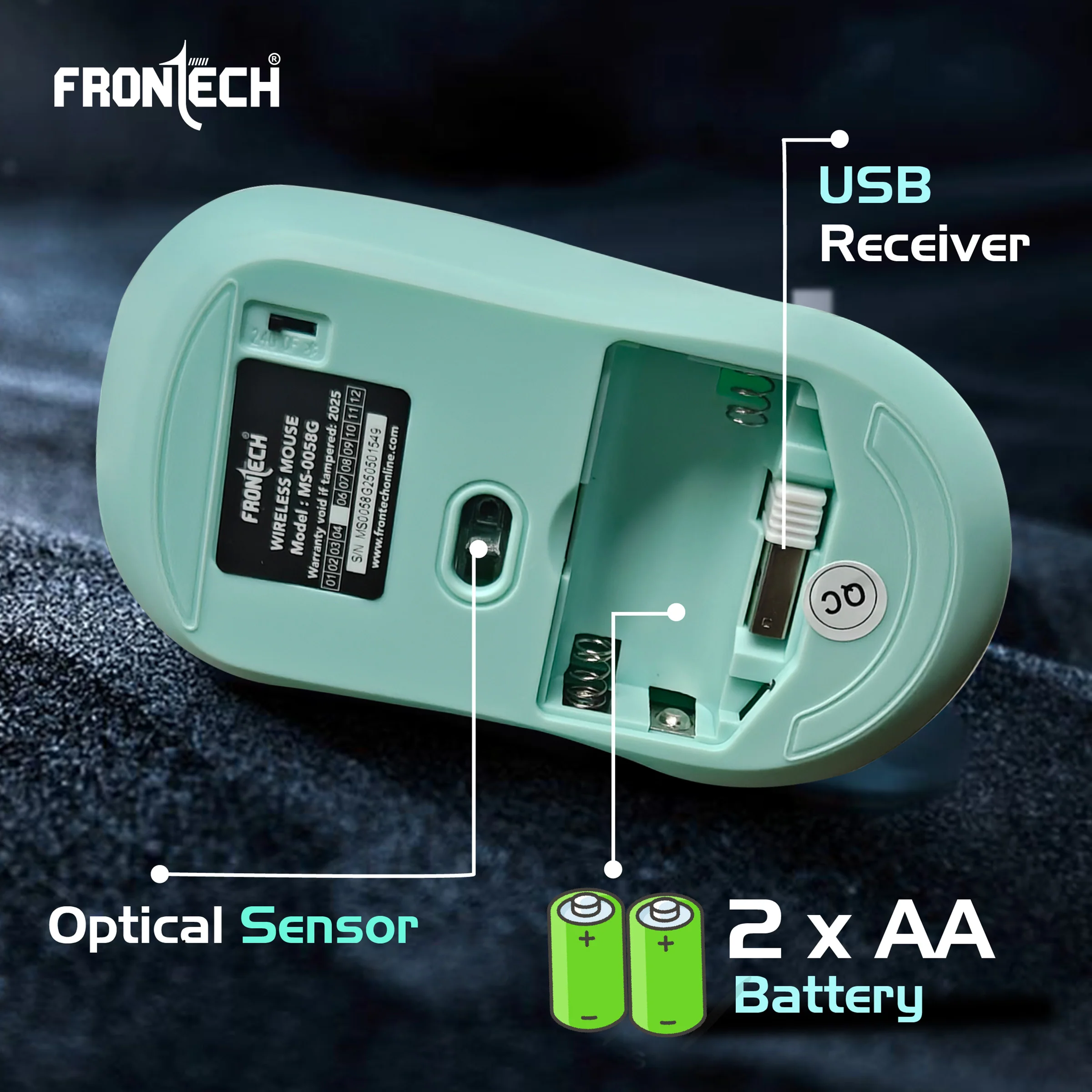 Frontech RGB Wireless Optical Mouse|2.4Ghz|1600 DPI| 4 Button Mouse| USB Nano Receiver| Ergonomic Design|1 Year Warranty - Image 8