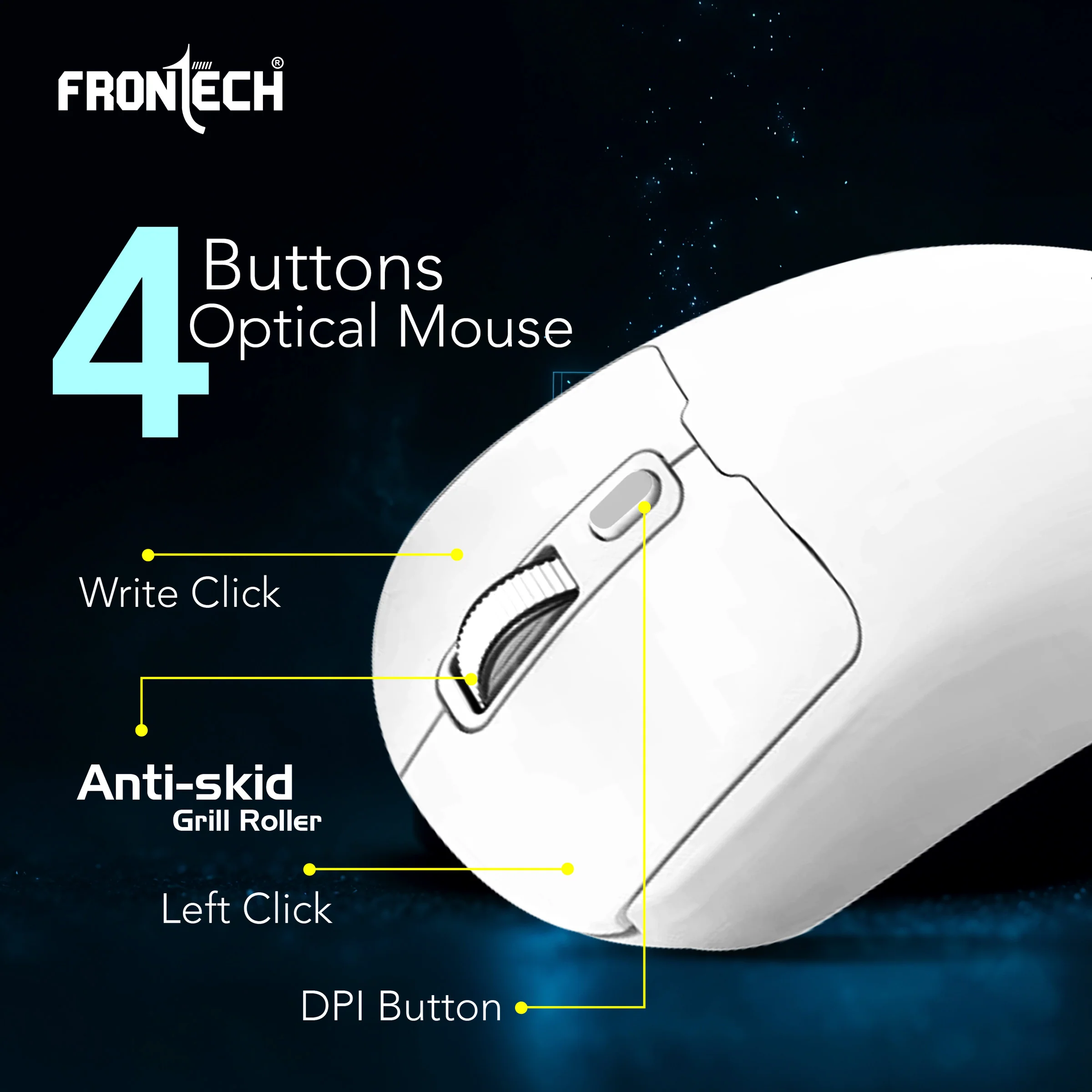 Frontech Wireless RGB Optical Mouse|2.4Ghz|1600 DPI| 4 Button Mouse| USB Nano Receiver| Ergonomic Design|1 Year Warranty - Image 5
