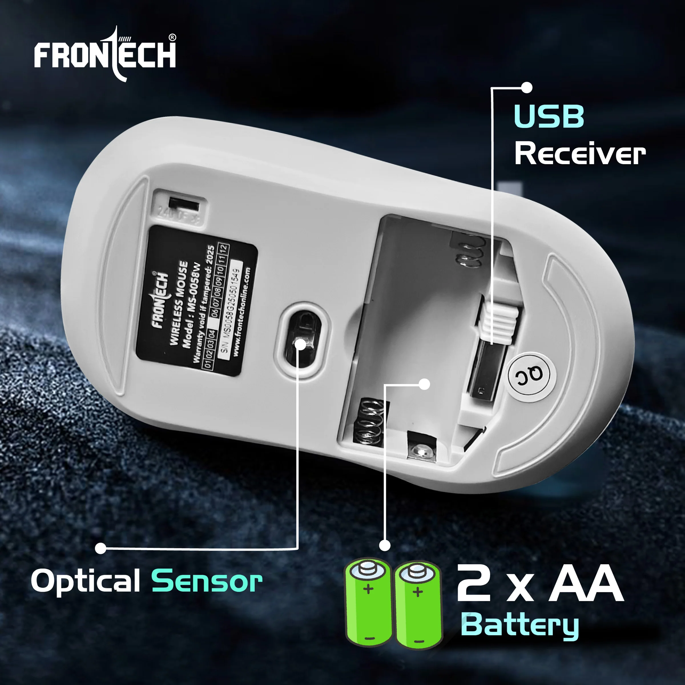 Frontech Wireless RGB Optical Mouse|2.4Ghz|1600 DPI| 4 Button Mouse| USB Nano Receiver| Ergonomic Design|1 Year Warranty - Image 7