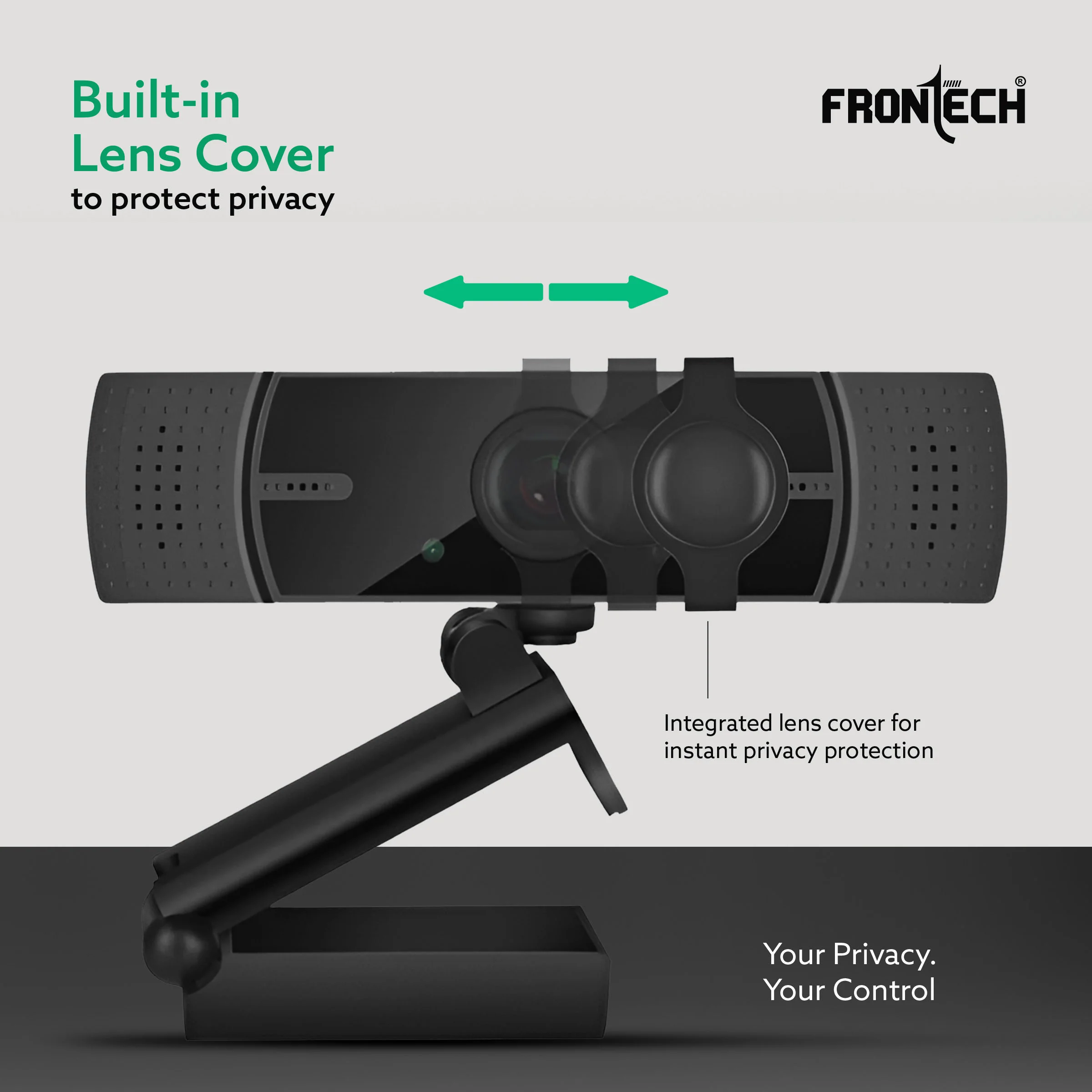 Frontech E-CAM 4K Ultra HD Webcam | 2160P 30FPS | 90° Wide Angle | Privacy Lens Cover | Built-in Mic | USB Plug & Play (FT-2257) - Image 5