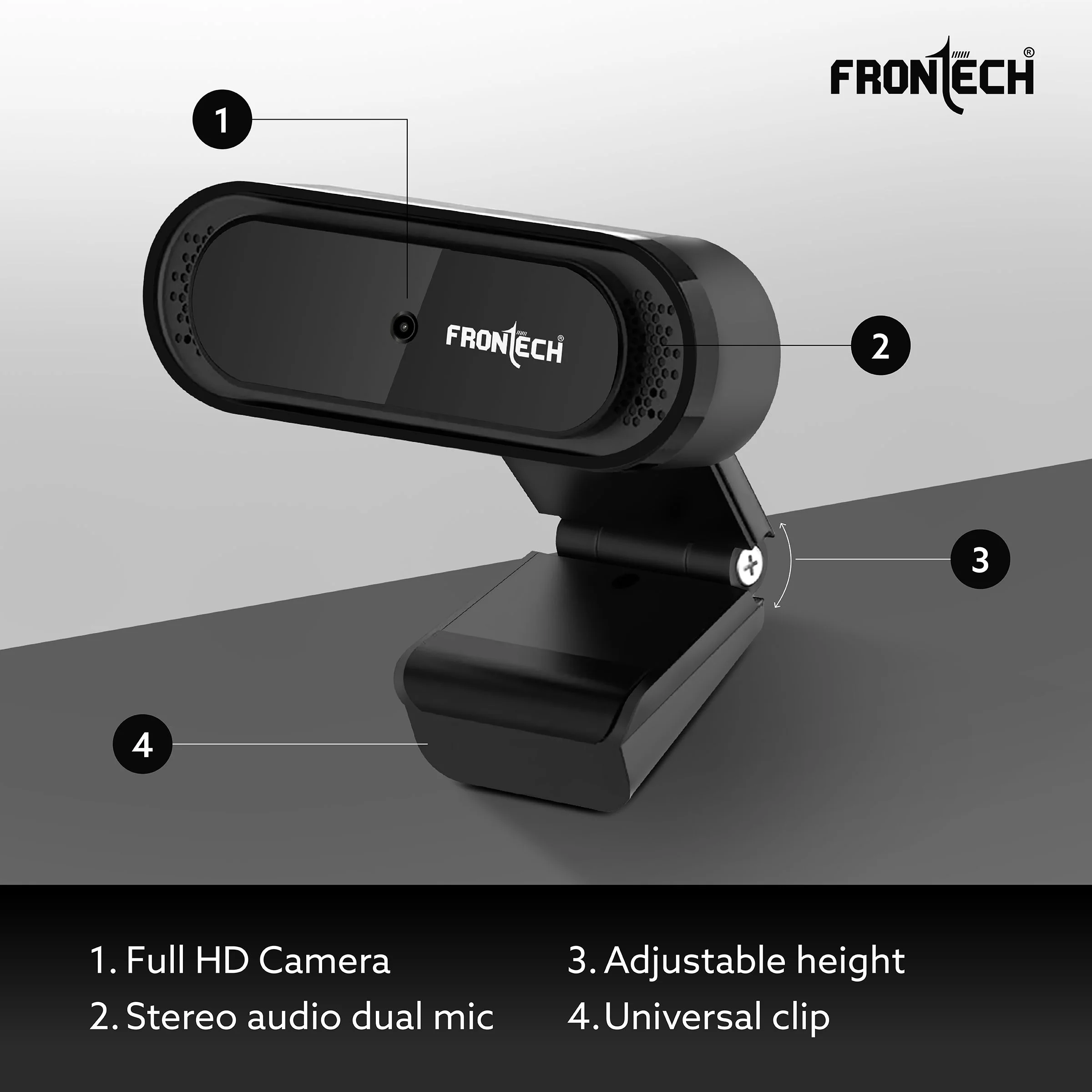 Frontech E-CAM Full HD 1080p Web Cam | 30FPS | Built-in Dual Noise-Reduction Mic | 60° Wide Angle | Plug & Play | 1 Year Warranty (FT-2256 ) - Image 5