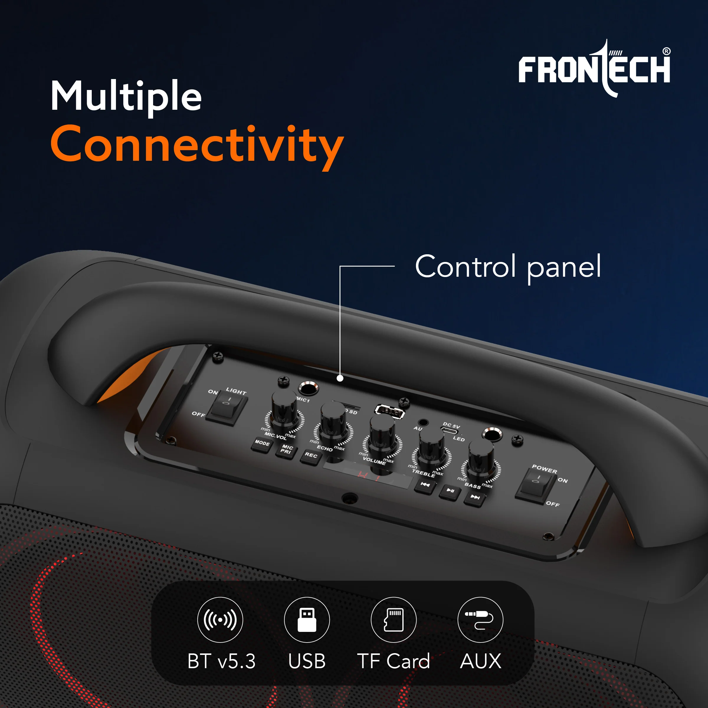 Frontech ECHO BOOM-242 Bluetooth Speaker | 70W | RGB Lighting | BT/FM/USB/TF/MIC | TWS | 1 Year Warranty (SW-0242) - Image 7