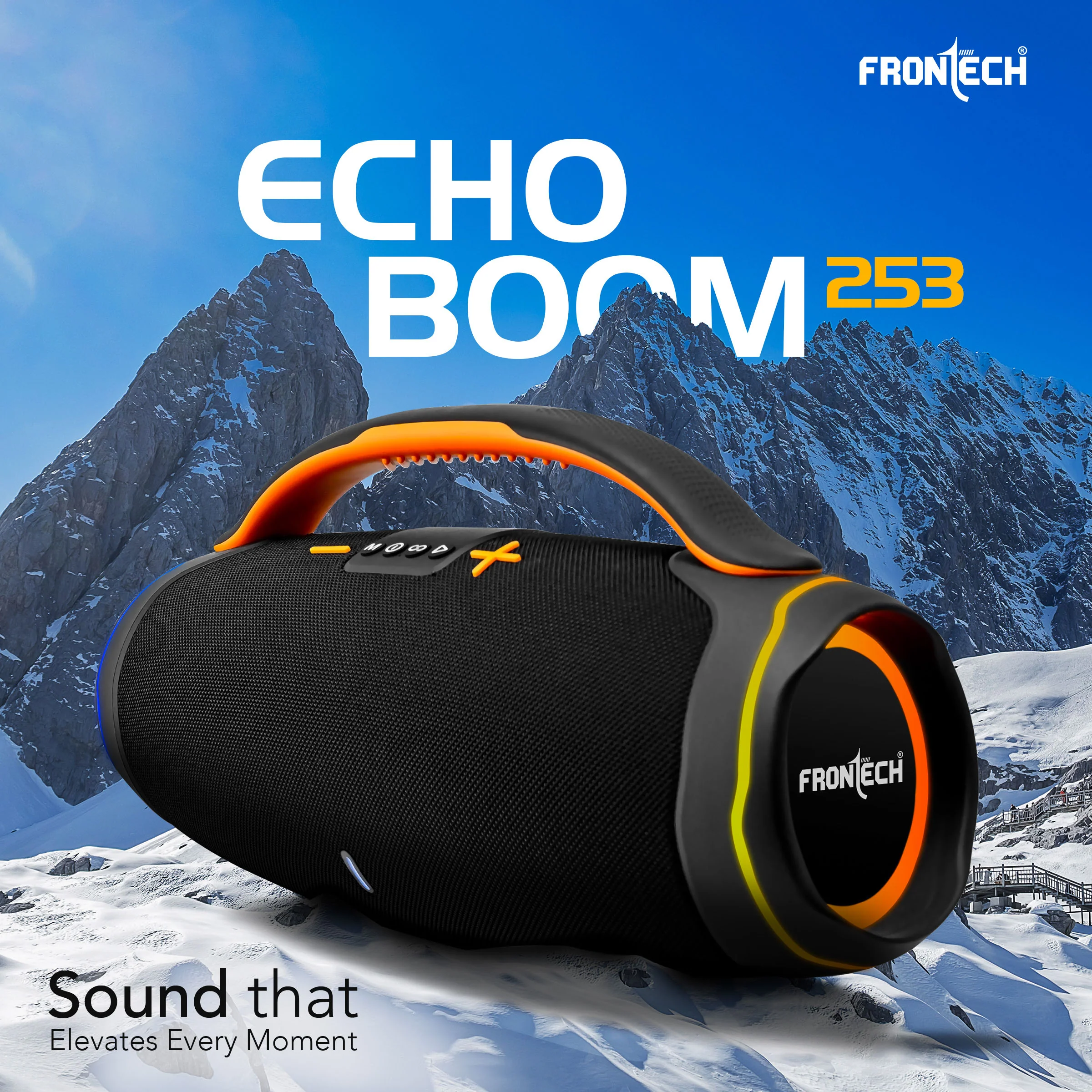Frontech Echo Boom-253 120W Portable Bluetooth Speaker | Deep Bass| 10000mAh Battery with Reverse Charge| Stylish Rubber Finish| RGB Lights | TWS, FM, AUX, USB & TF Card | 1 Year Warranty (SW-0253) - Image 2