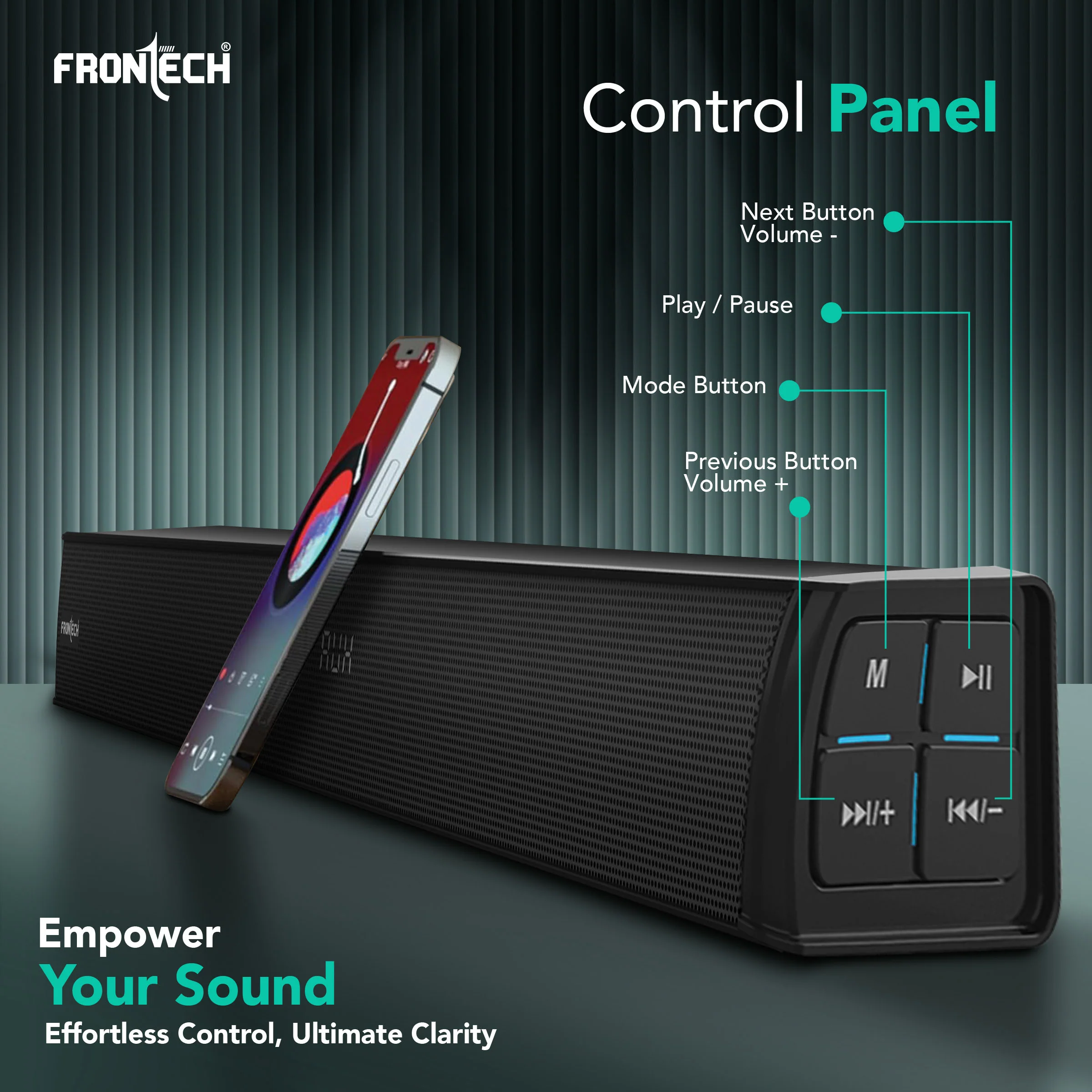 Frontech EchoMax-262 | 2.1 Channel Soundbar with Subwoofer | 265W Output | BT 5.3/HDMI/Optical/USB & AUX Connectivity (SW-0262) - Image 5