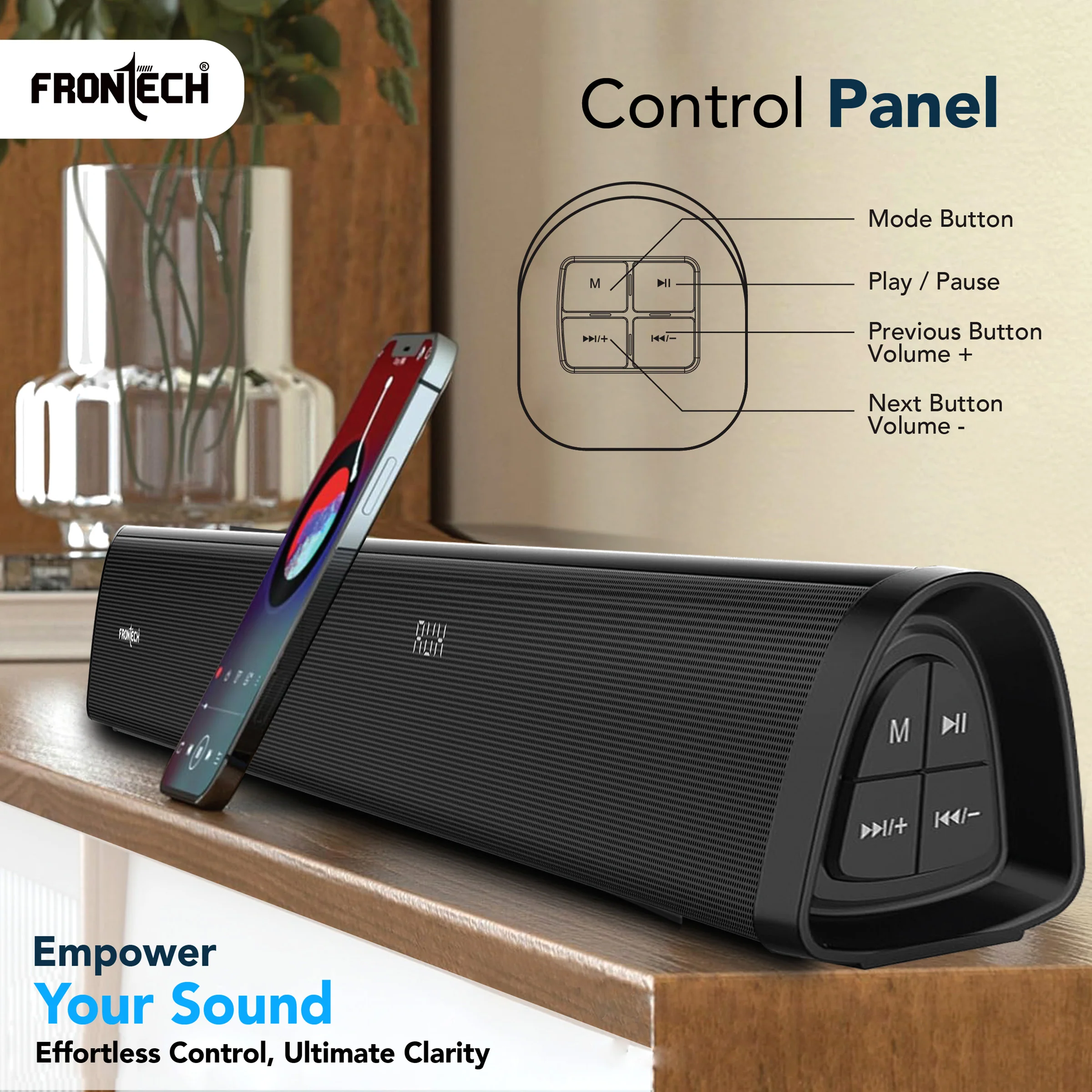 Frontech EchoMax-266 290W 5.1 Channel Sound Bar with Subwoofer | Home Theatre System for TV | Bluetooth, HDMI, AUX, USB | Wall Mountable | Deep Bass | Ideal for Movies, Music, Gaming (SW-0266) - Image 6