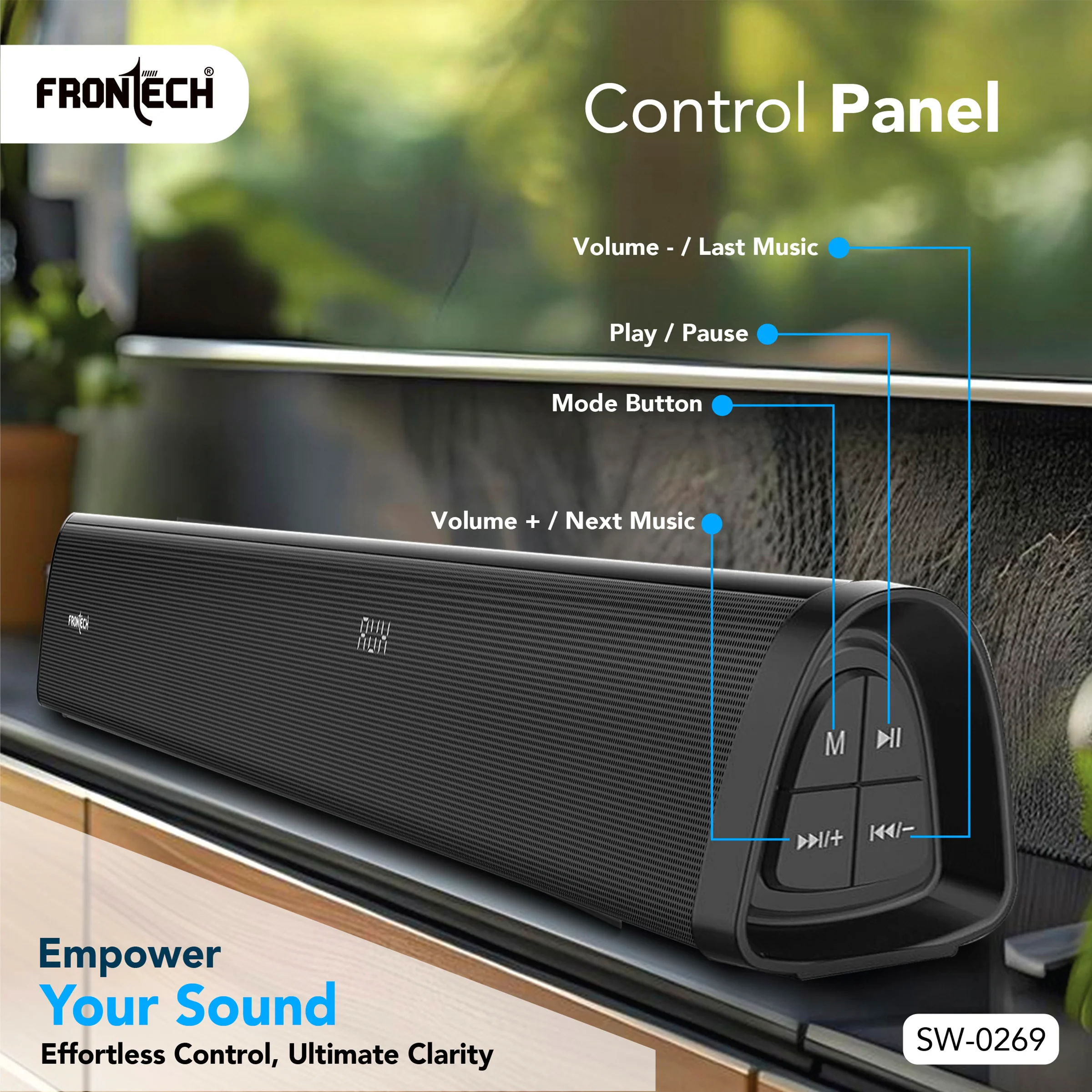Frontech EchoMax-269 2.1 Channel Soundbar | Bluetooth 5.3 | Wireless Connectivity | 200W | Powerful Bass (SW-0269) - Image 5