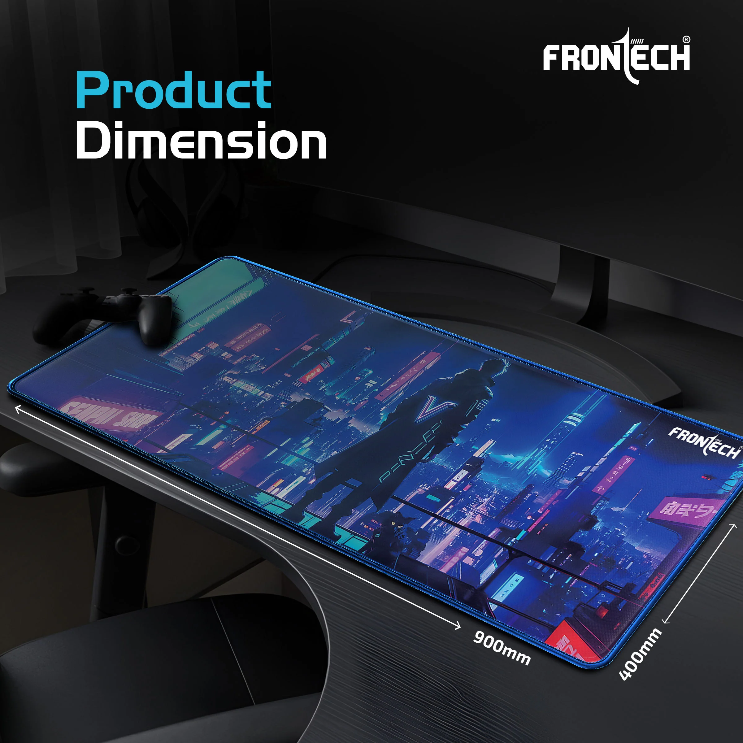 Frontech Extended Gaming Mouse Pad (900 x 400 mm) – Premium Desk Mat with Anti-Slip Rubber Bas | Water-Resistant Surface | Stitched Edges & Ultra-Smooth Control for Gaming & Office (MSP-0058A) - Image 7