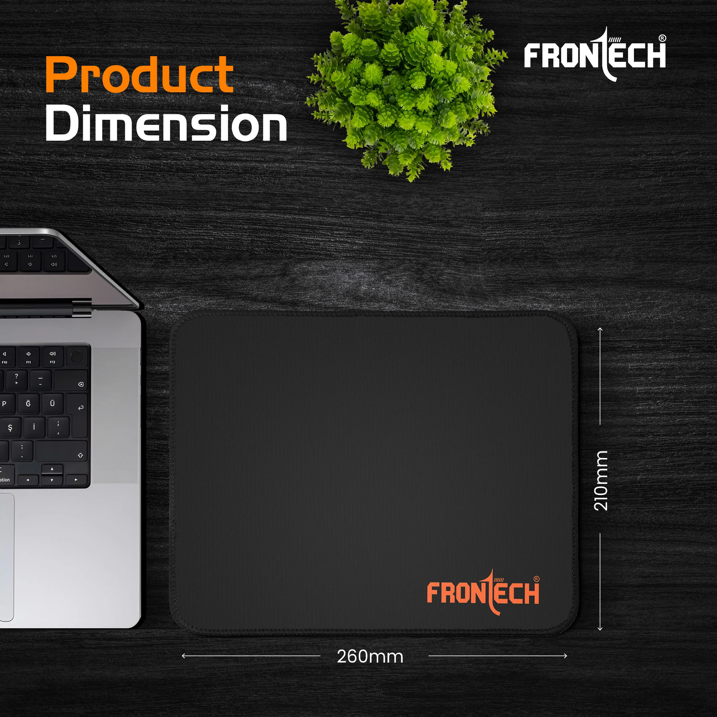Frontech Premium Computer Mouse Pad – 260mm x 210mm x 3mm | Anti-Slip Rubber Base | Water-Resistant | Micro-Textured Surface with Stitched Edges (MSP-0061B) - Image 7