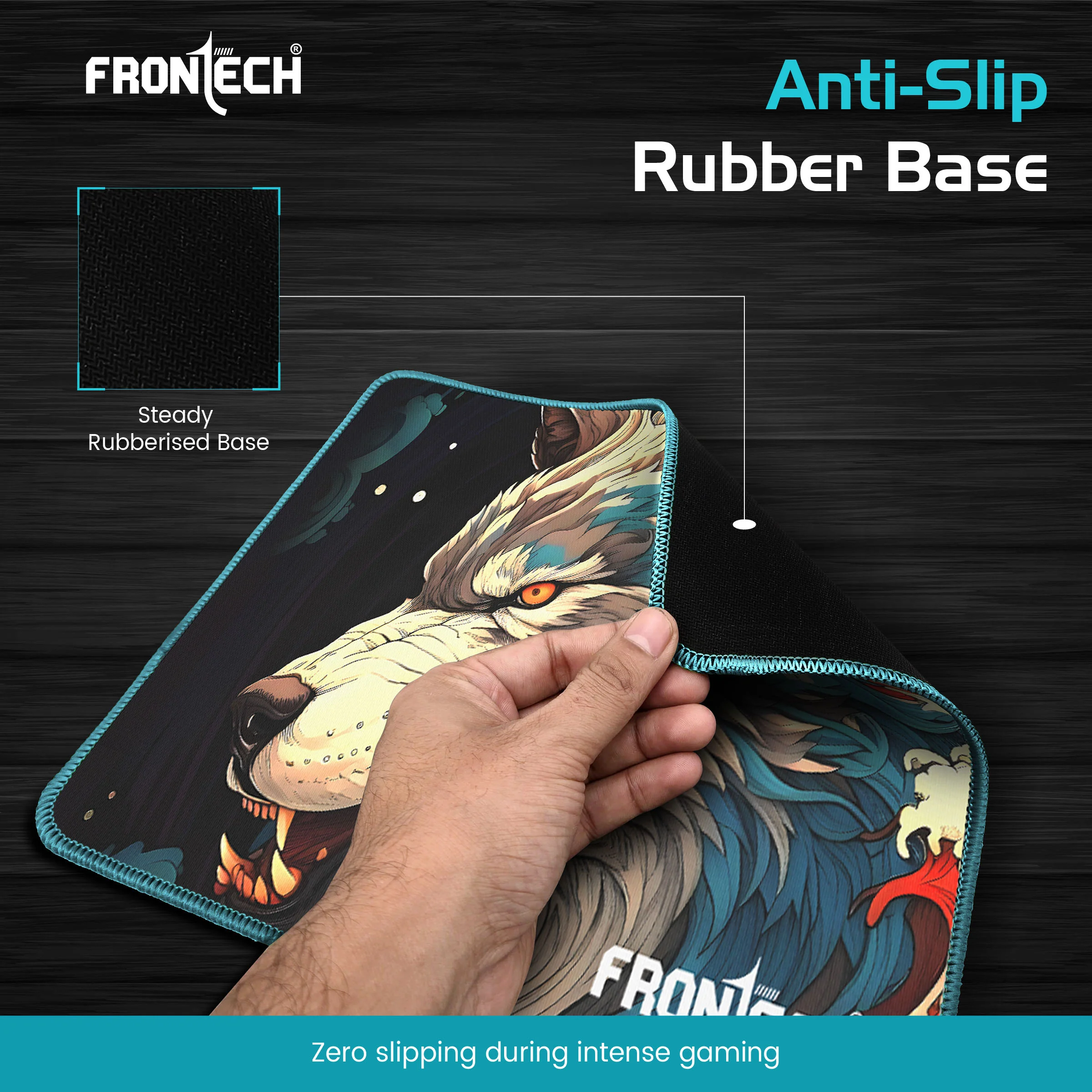 Frontech Gaming Mouse Pad | 300mm x 250mm x 2mm | Ultra-Smooth Micro-Textured Surface | Non-Slip Rubber Base | Stitched Edges | Blue (MSP-0063A) - Image 3