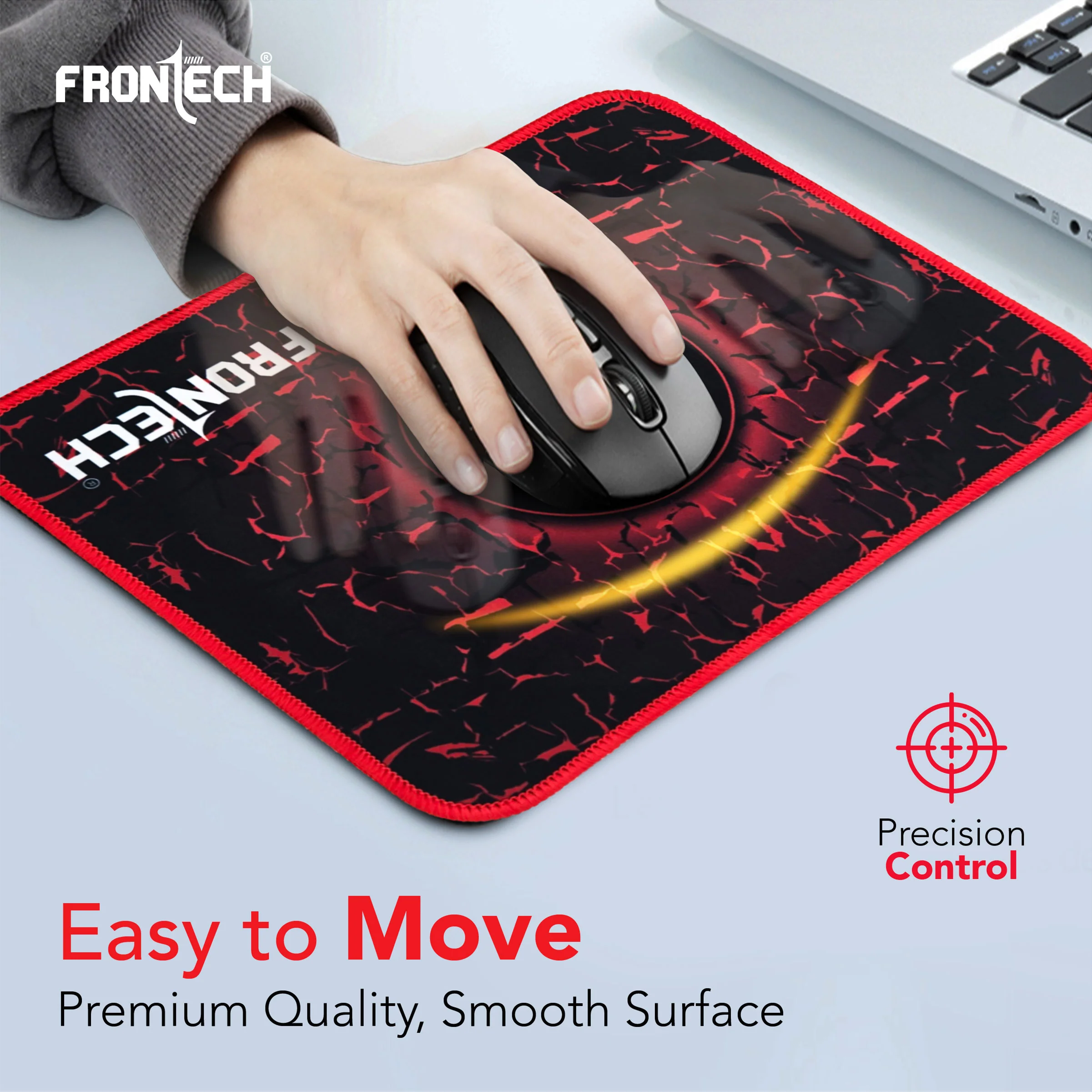 Frontech Gaming Mouse Pad | Water Resistant | Anti-Slip Base | Stitched Edges | 232mm x 182mm x 2mm | Red/Black (MSP-0062) - Image 3
