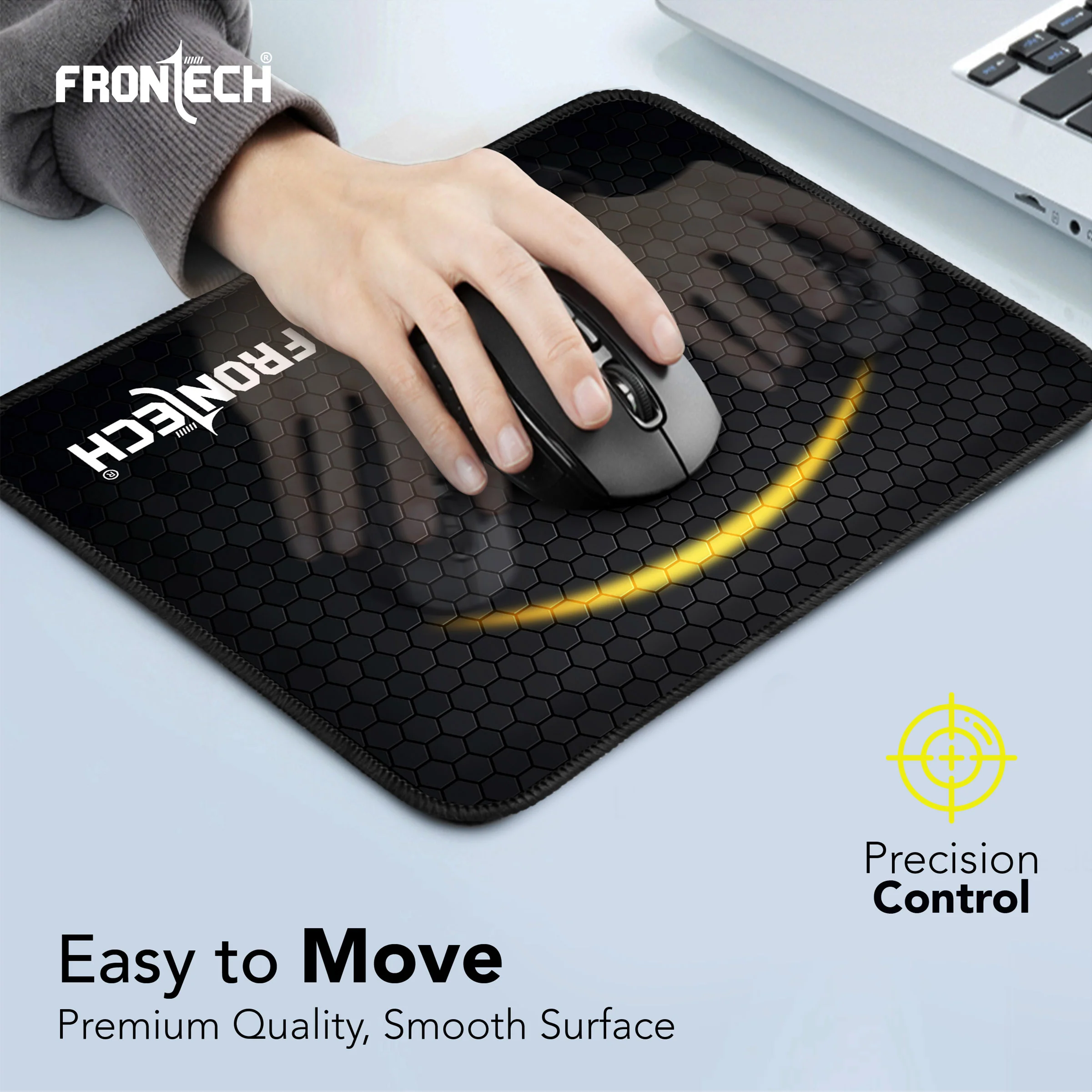 Frontech Gaming Mouse Pad | Water Resistant | Anti-Slip Base | Stitched Edges | 232mm x 182mm x 2mm | Black (MSP-0062A) - Image 3