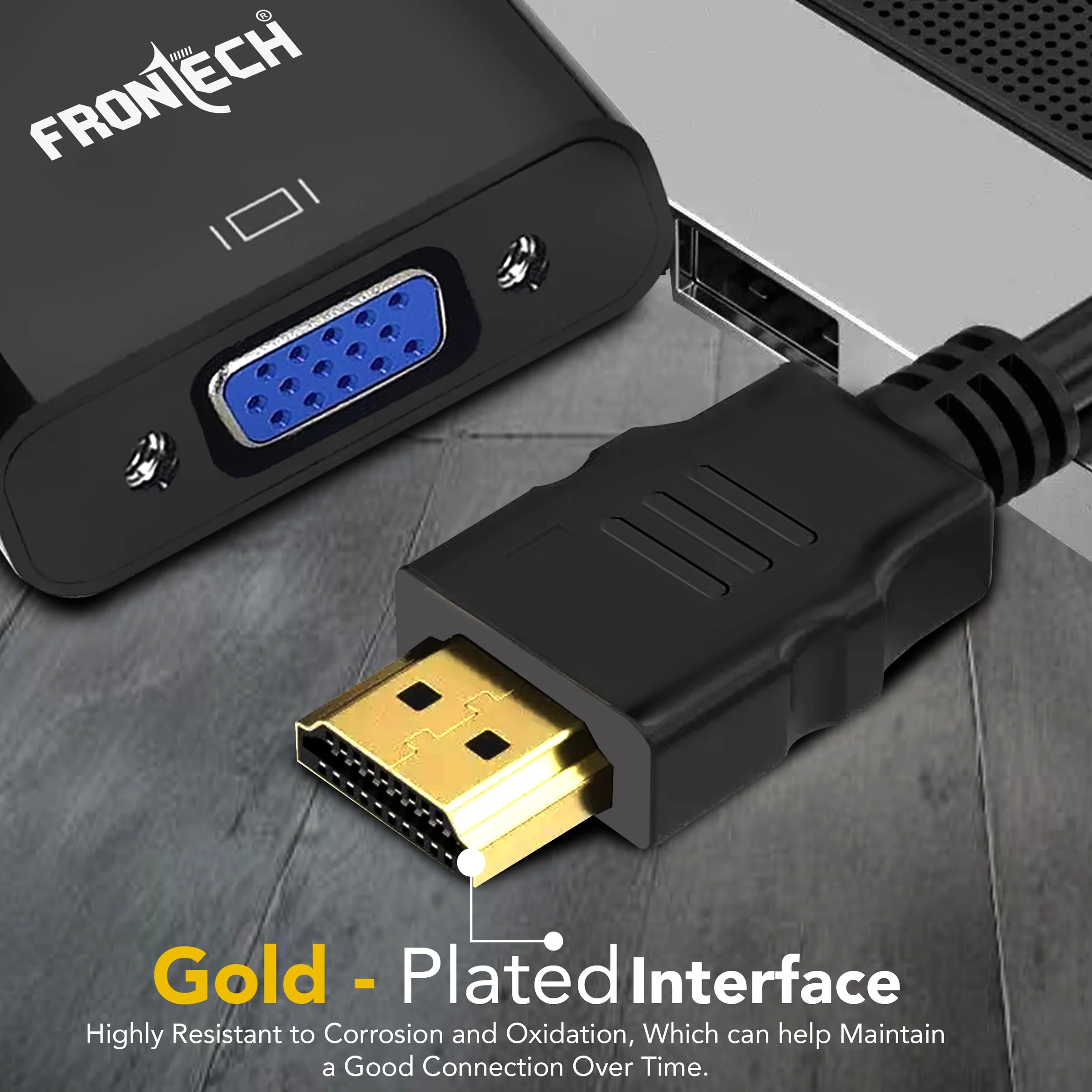 Frontech HDMI to VGA Adapter with Full HD 1080p Resolution, Gold Plated connectors, Plug Play Usage, Strong and Durable Build Quality.(NC-0037) - Image 4