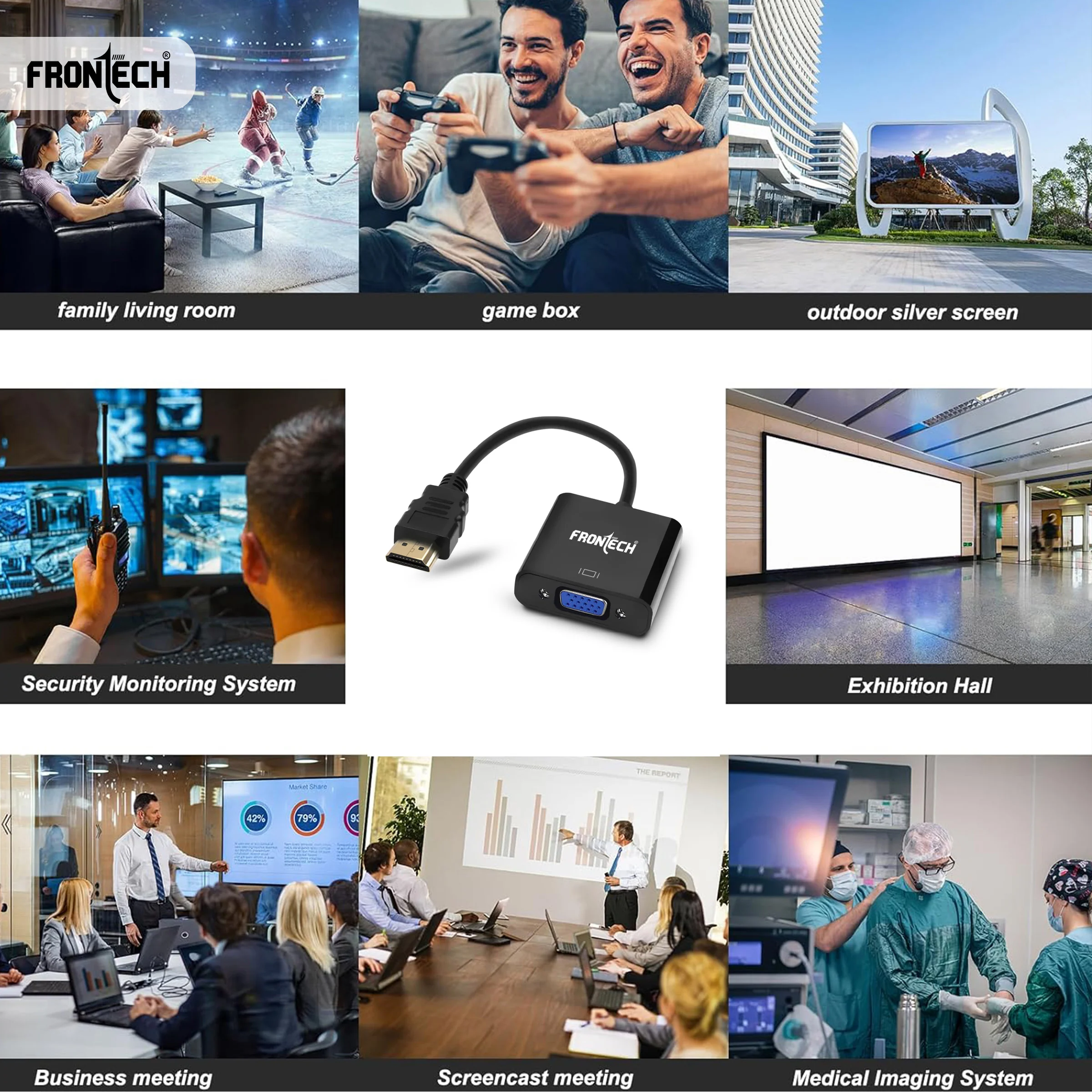 Frontech HDMI to VGA Adapter with Full HD 1080p Resolution, Gold Plated connectors, Plug Play Usage, Strong and Durable Build Quality.(NC-0037) - Image 7