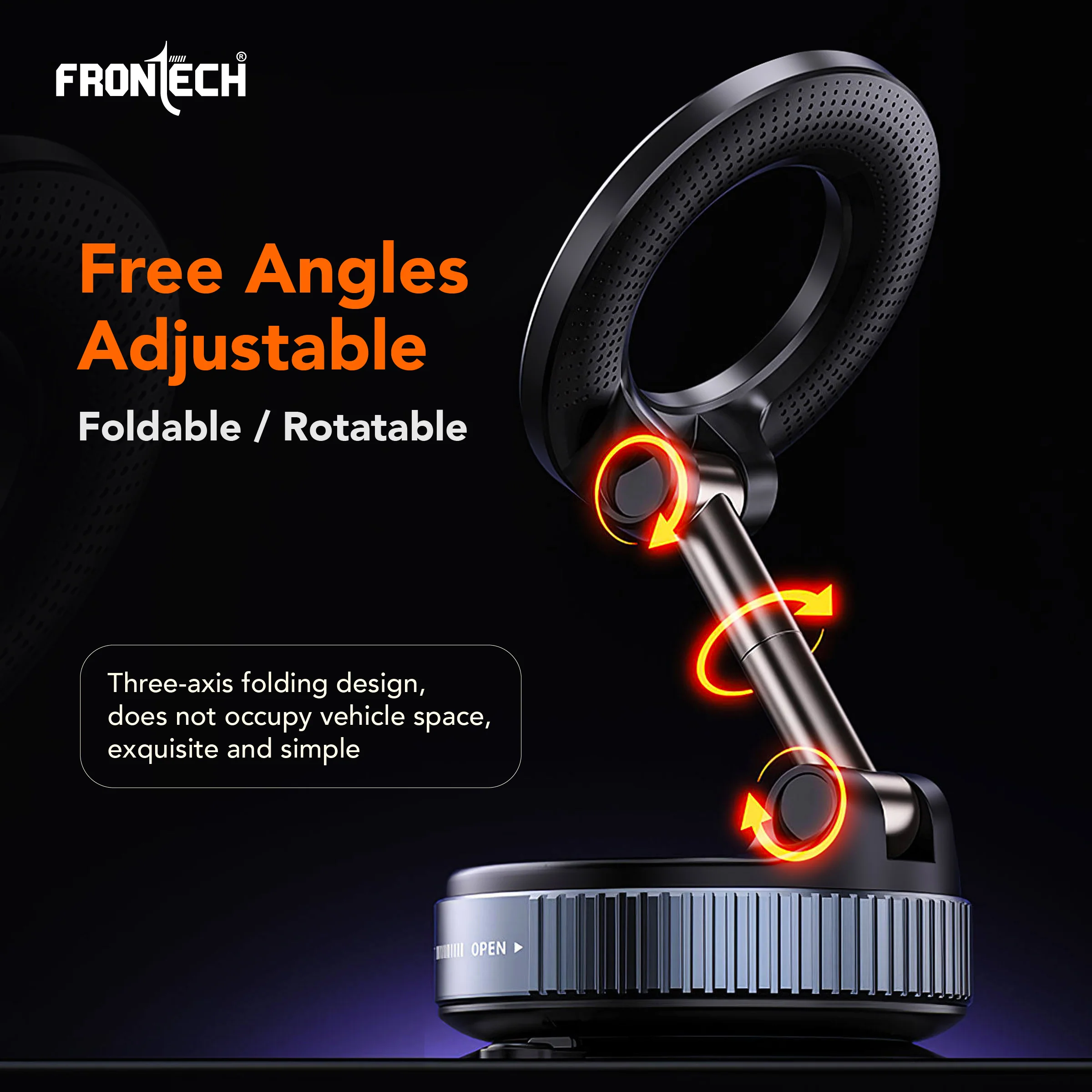 Frontech Magnetic Mobile Holder with Vacuum Suction – 360° Rotatable, Multi-Angle Adjustable, Universal Portable Phone Stand (CCH-0018) - Image 3