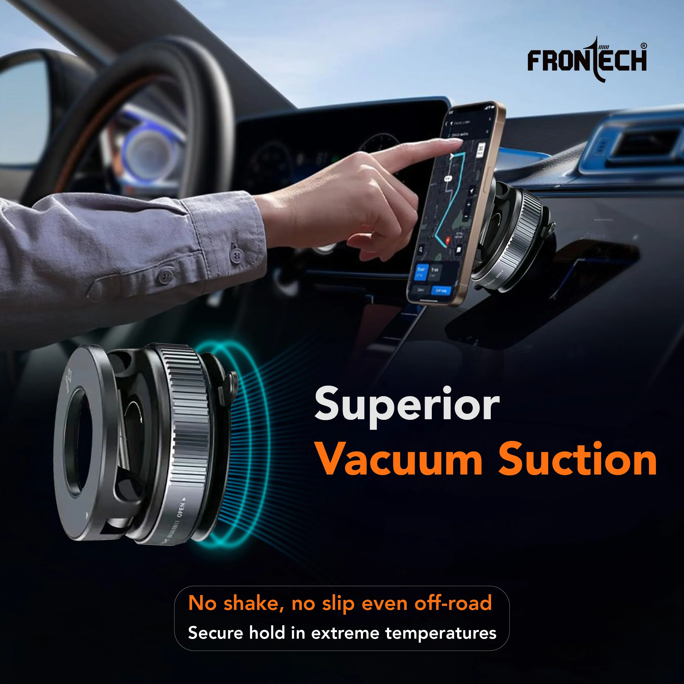 Frontech Magnetic Mobile Holder with Vacuum Suction – 360° Rotatable, Multi-Angle Adjustable, Universal Portable Phone Stand (CCH-0018) - Image 5