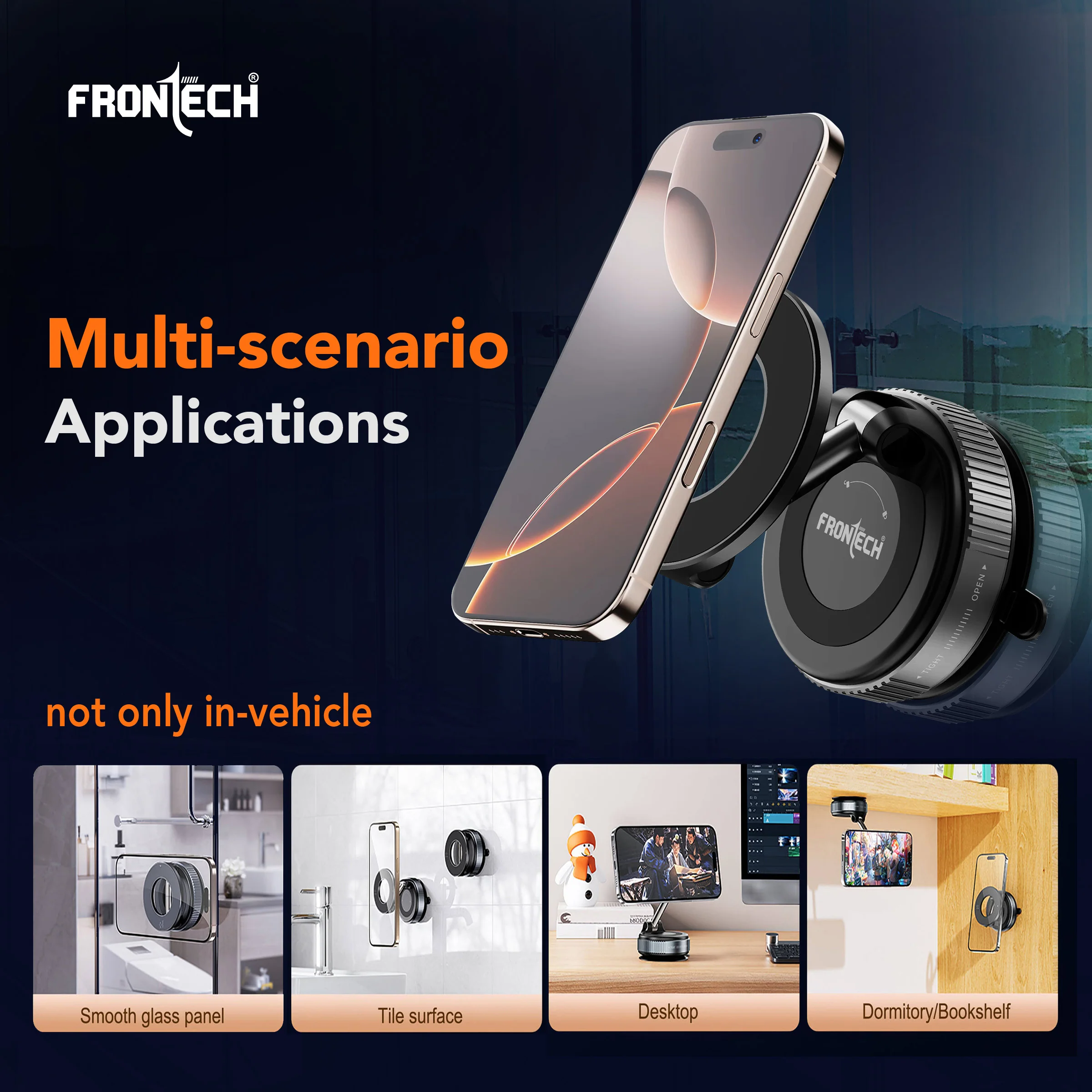 Frontech Magnetic Mobile Holder with Vacuum Suction – 360° Rotatable, Multi-Angle Adjustable, Universal Portable Phone Stand (CCH-0018) - Image 6