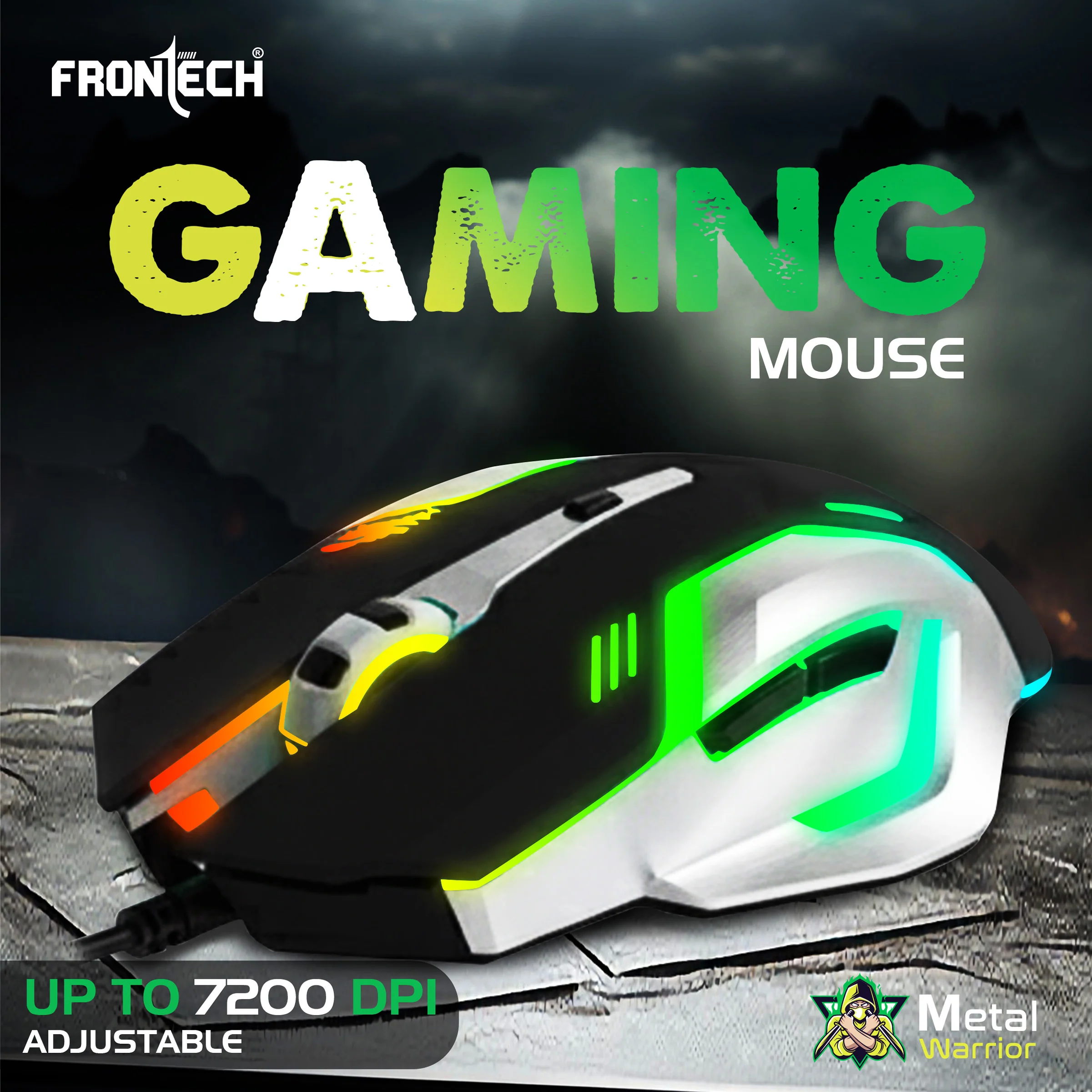 Frontech Metal Warrior Gaming Combo | Rainbow Backlit Aluminium Keyboard with 19 Anti-Ghosting Keys | 7200 DPI Adjustable Optical Mouse | Ergonomic Design | 1-Year Warranty - Image 5
